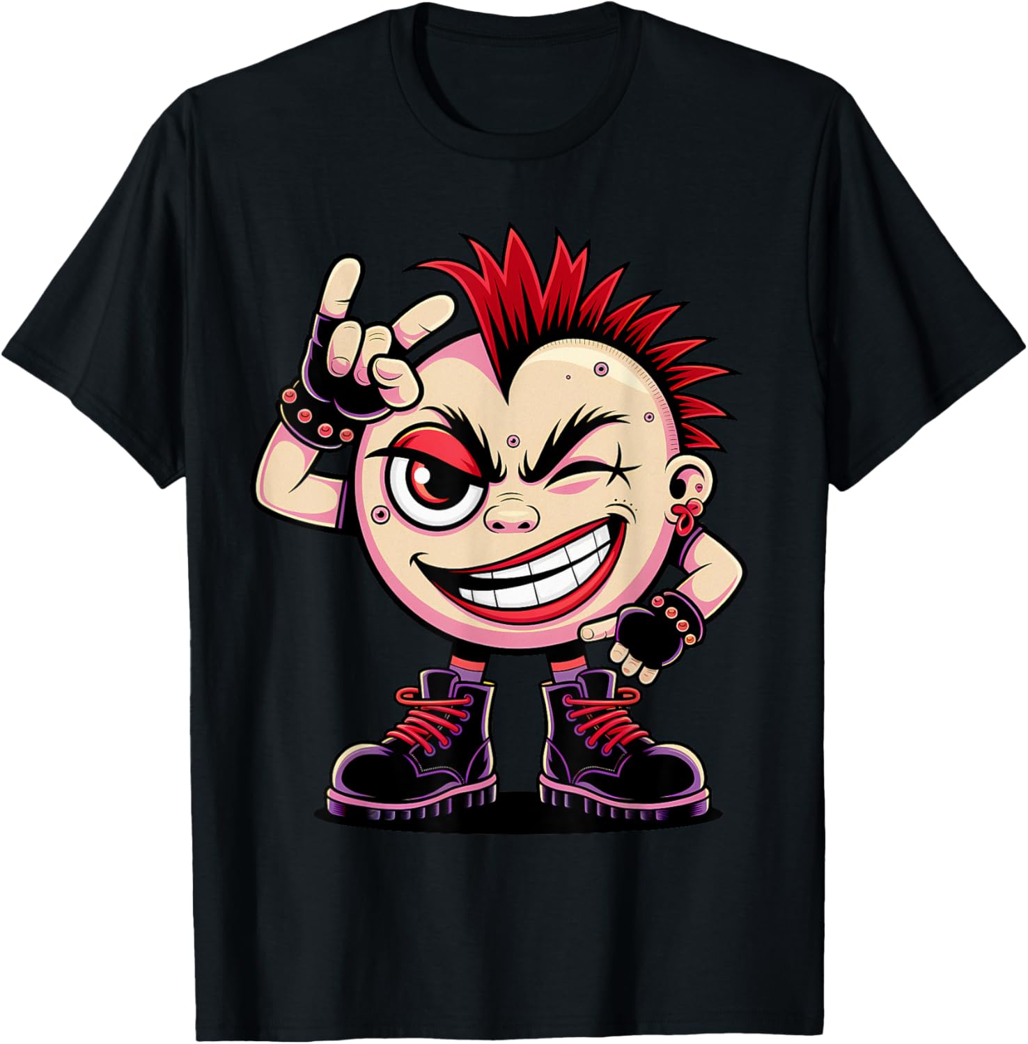 Cheeky Punk Rocker T-Shirt with Iro and Boots - Funny Graphic Tee - 1