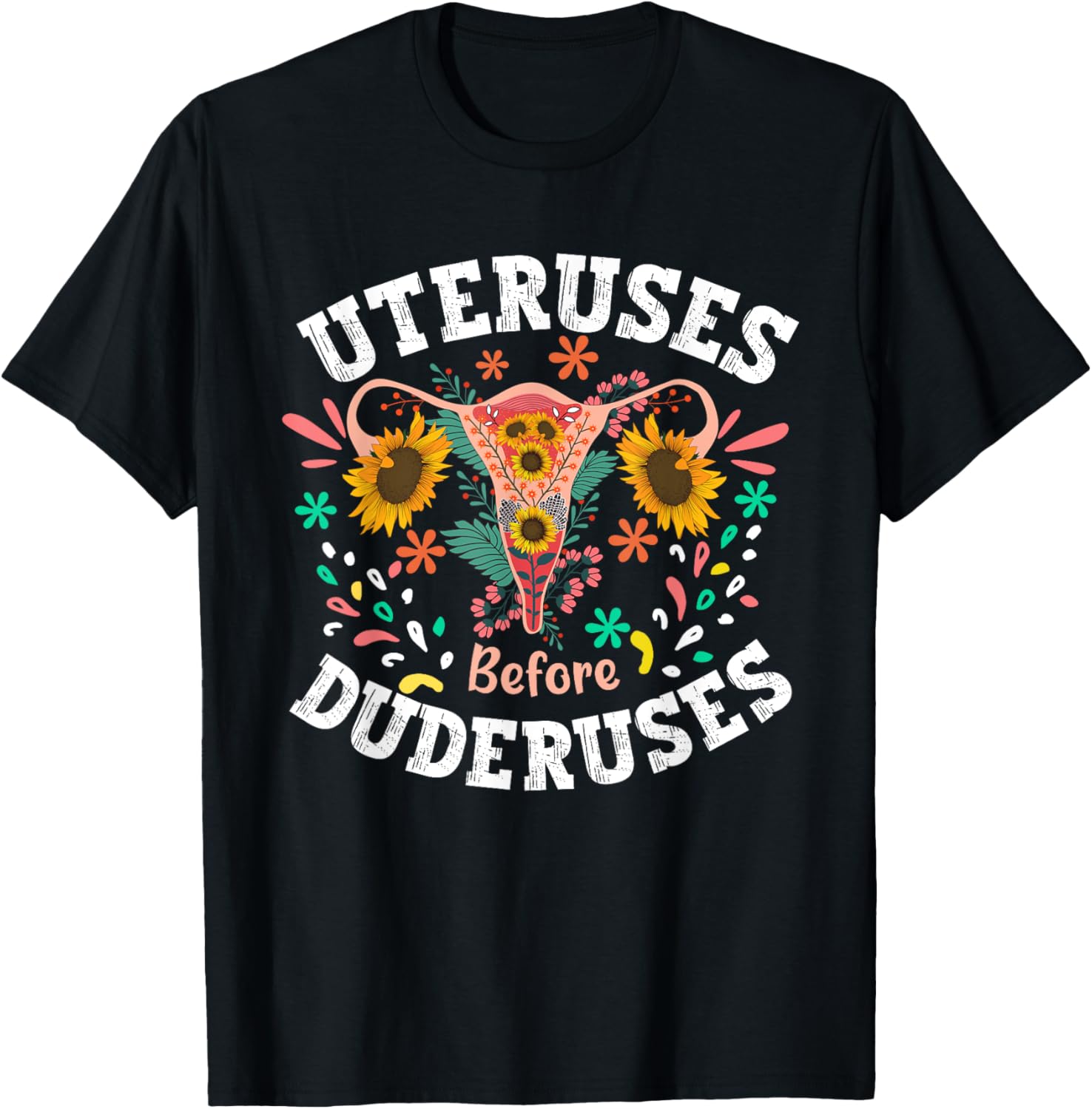 Galentines Day Floral Uterus T-Shirt for Feminist Empowerment Support - 3