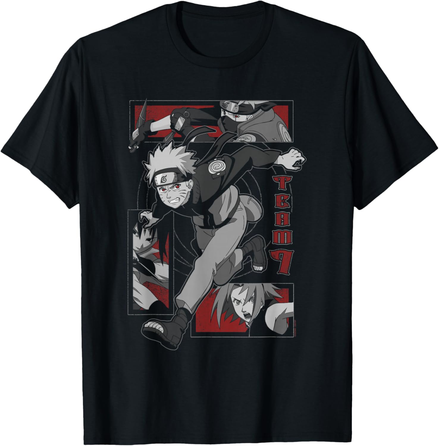 Naruto Shippuden Grunge Team 7 T-Shirt for Anime Fans and Collectors - 1