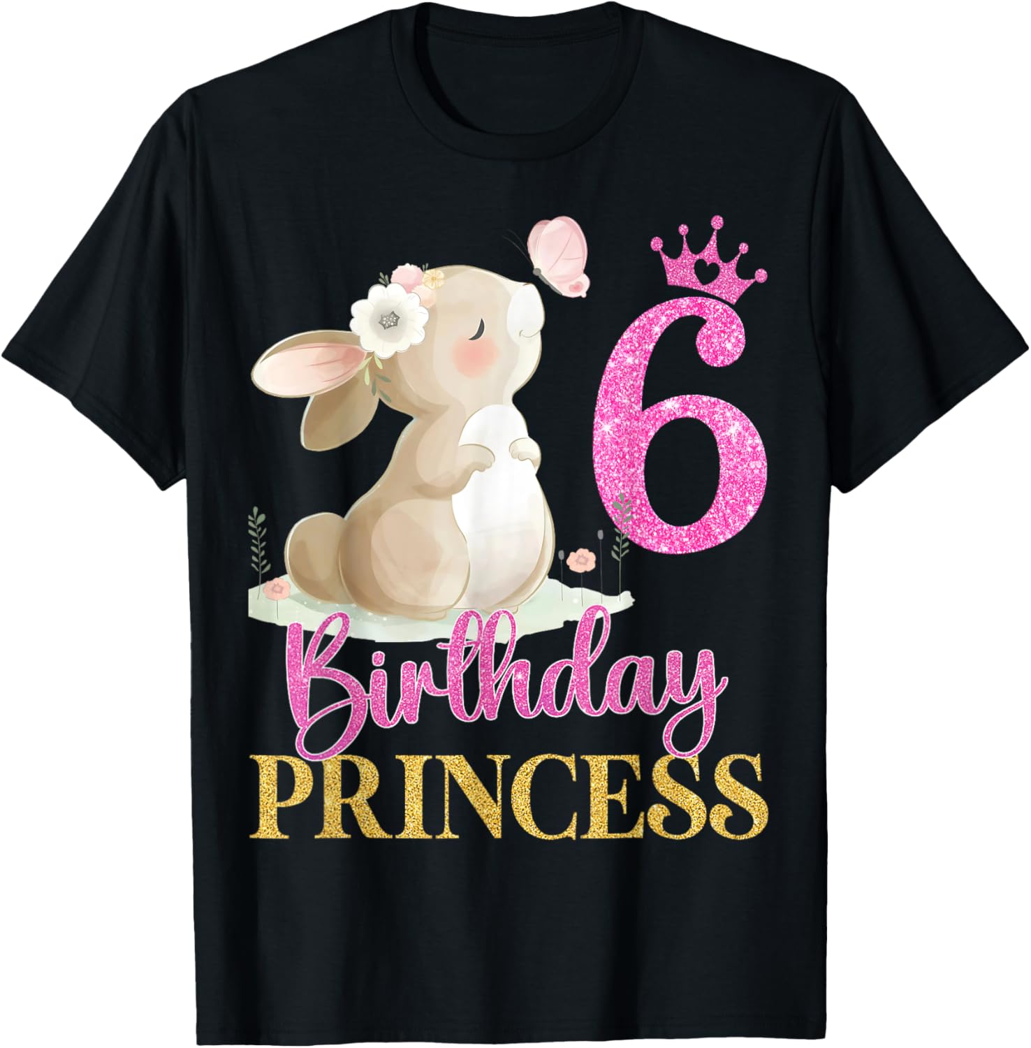 Adorable Rabbit Princess T-Shirt for 6th Birthday Girls - Perfect Gift! - 1