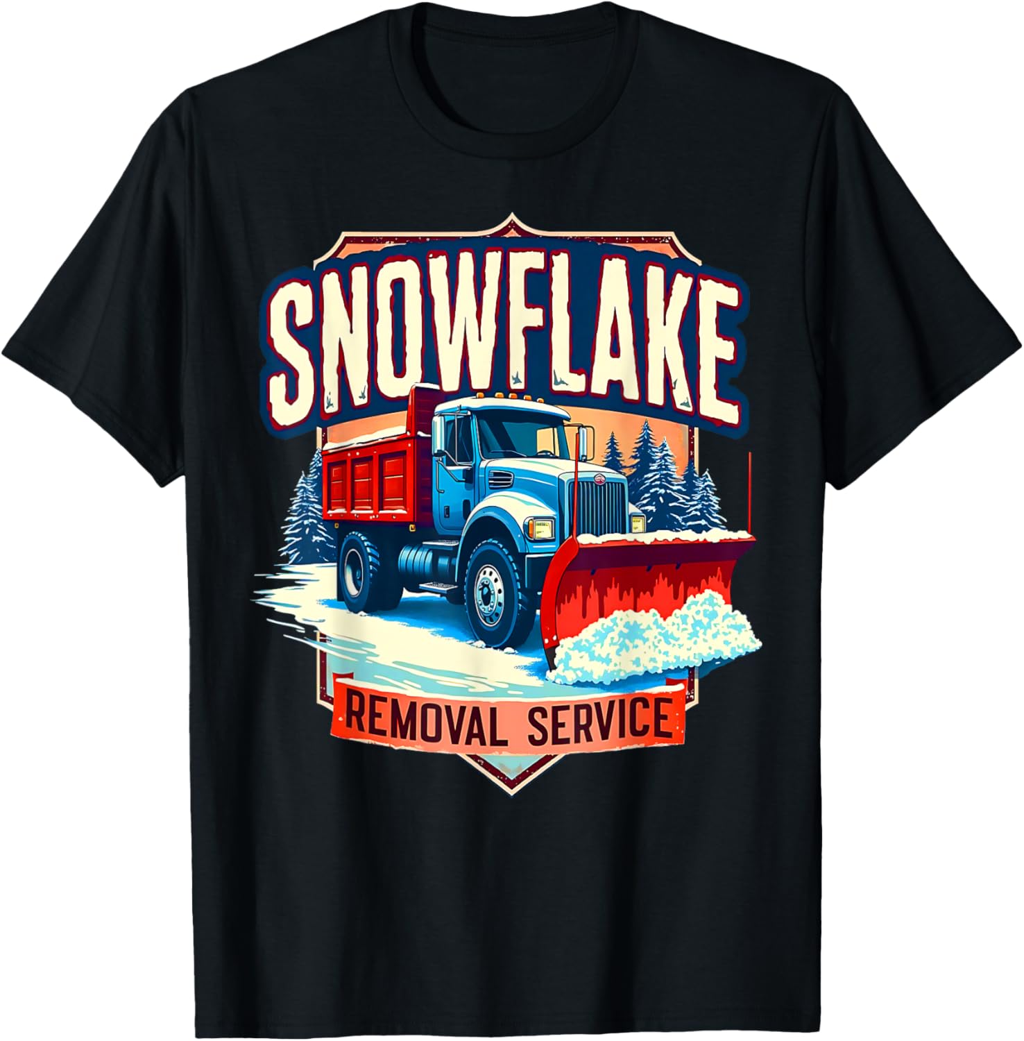 Snowflake Removal Service Truck Winter Supporter T-Shirt for Snow Days - 9