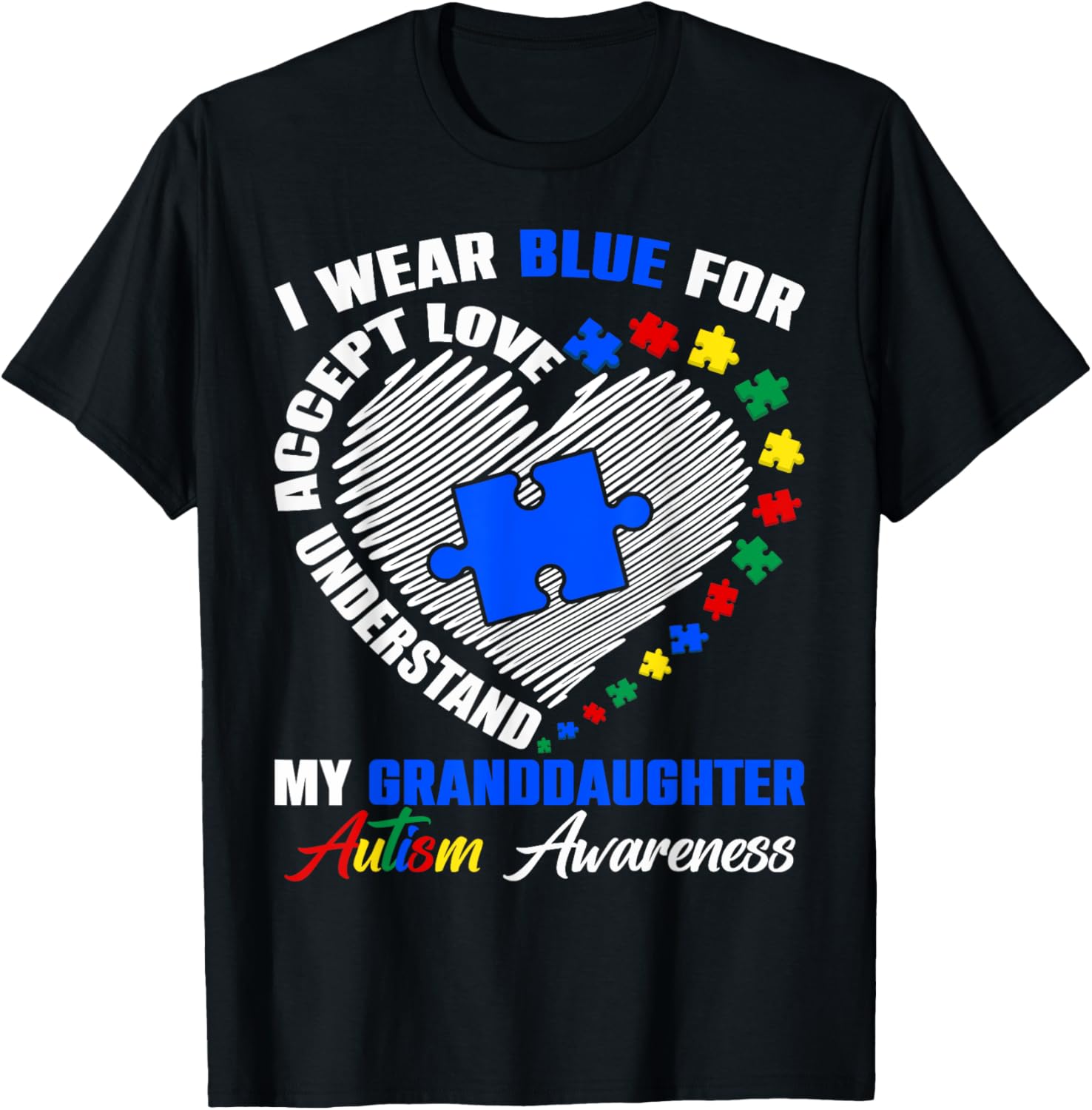 Blue Puzzle Pie T-Shirt for Autism Awareness - Perfect for Granddaughters - 4