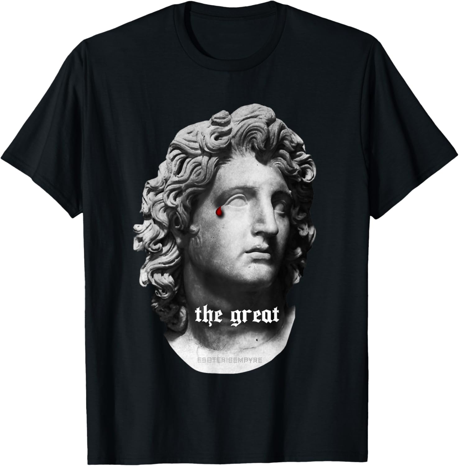 Alexander the Great Bust T-Shirt with Unique Bloody Teardrop Design - 22