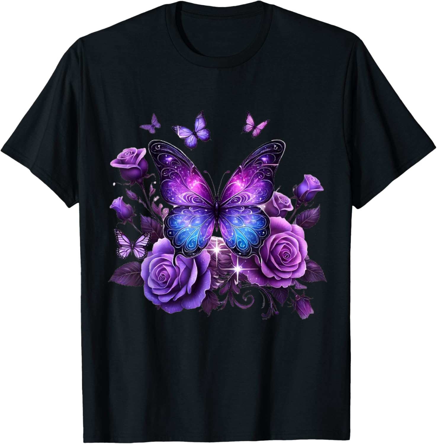 Beautiful Purple Rose Butterfly T-Shirt for Women Perfect Gift Idea - 1