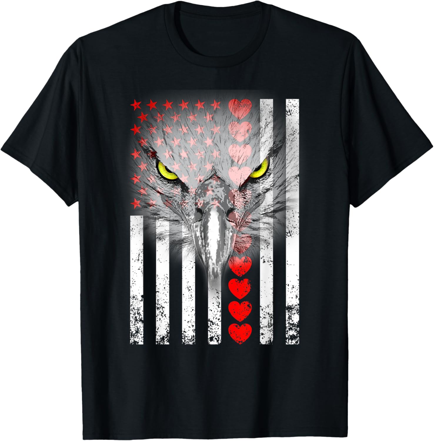 Happy Valentine's Day Eagle T-Shirt for Animal Lovers with Hearts & Flag - 10