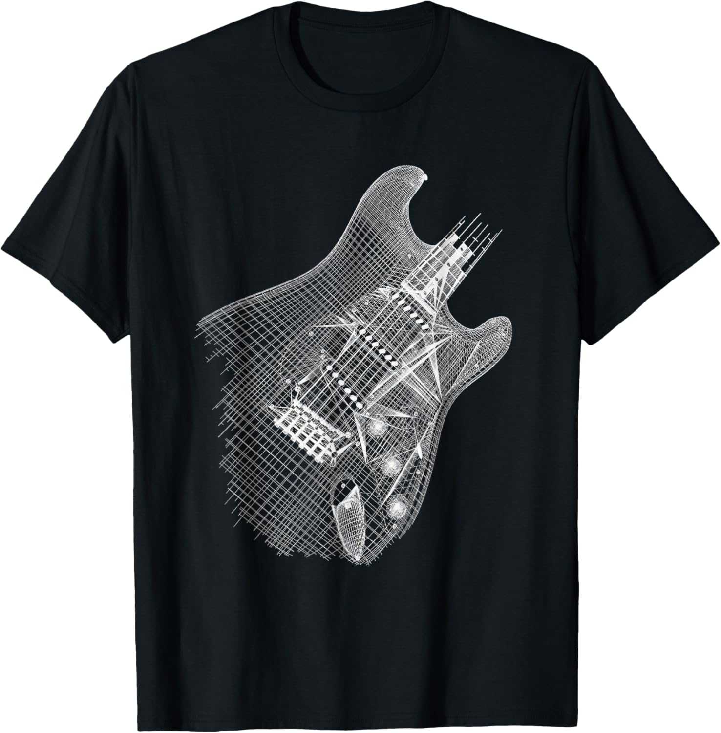 Guitar Wireframe Design T-Shirt for Musicians and Guitarists - 11