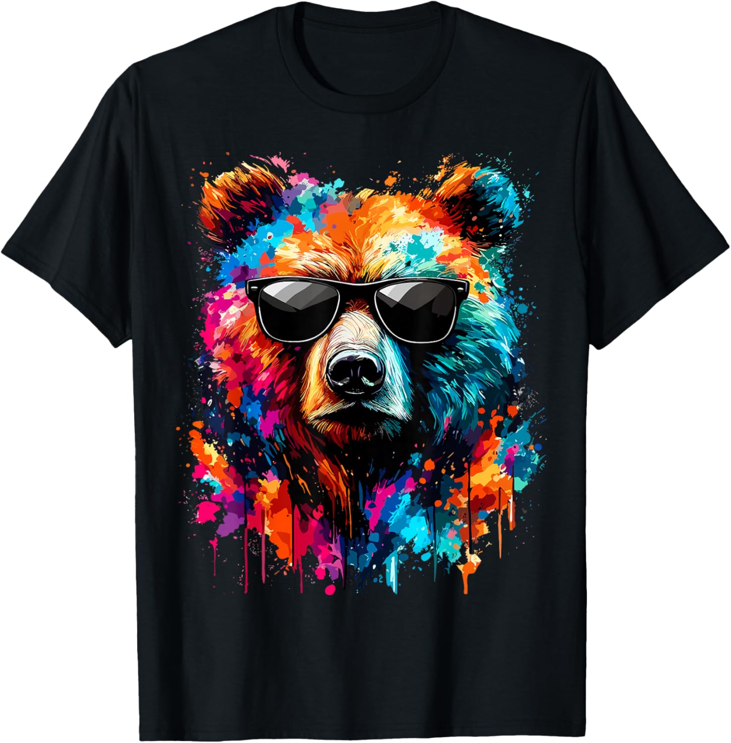 Colorful Bear with Sunglasses T-Shirt for Wildlife Lovers and Adventures - 19