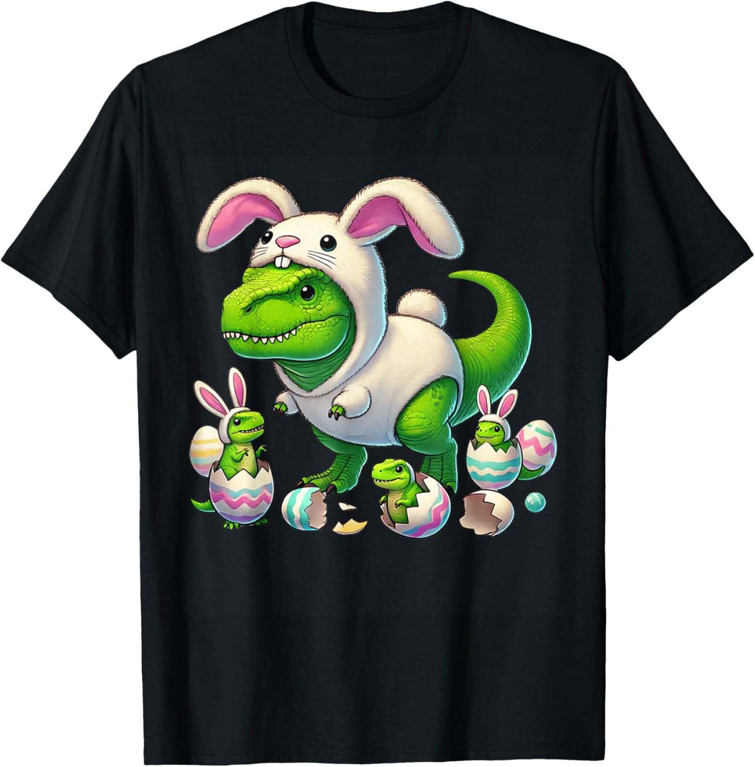 Funny Easter T-Rex Bunny Ears Kids T-Shirt for Boys - Dino Costume Delight - 19