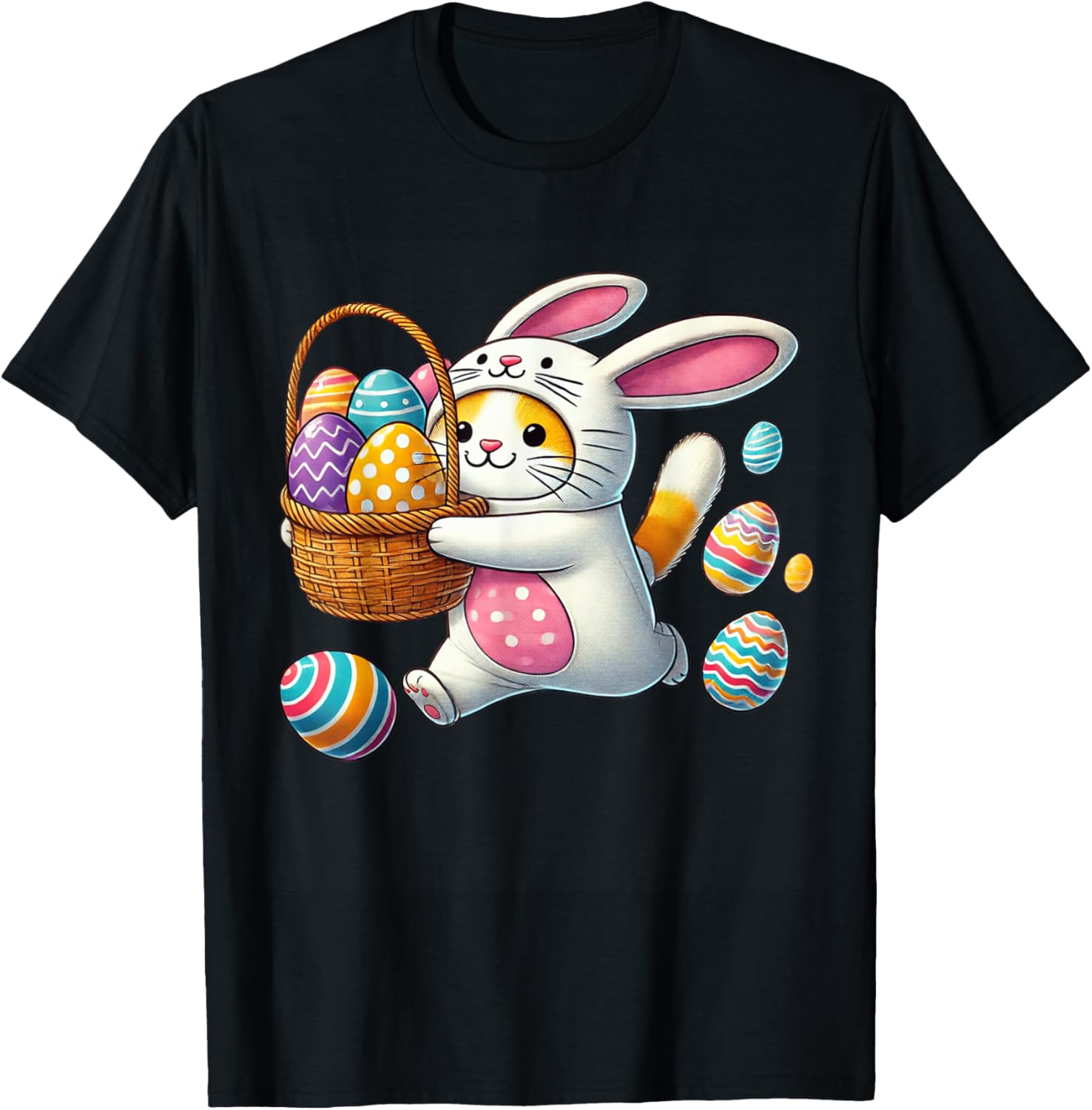 Funny Easter Orange Cat Bunny Ears T-Shirt for Kids Boys and Girls - 15