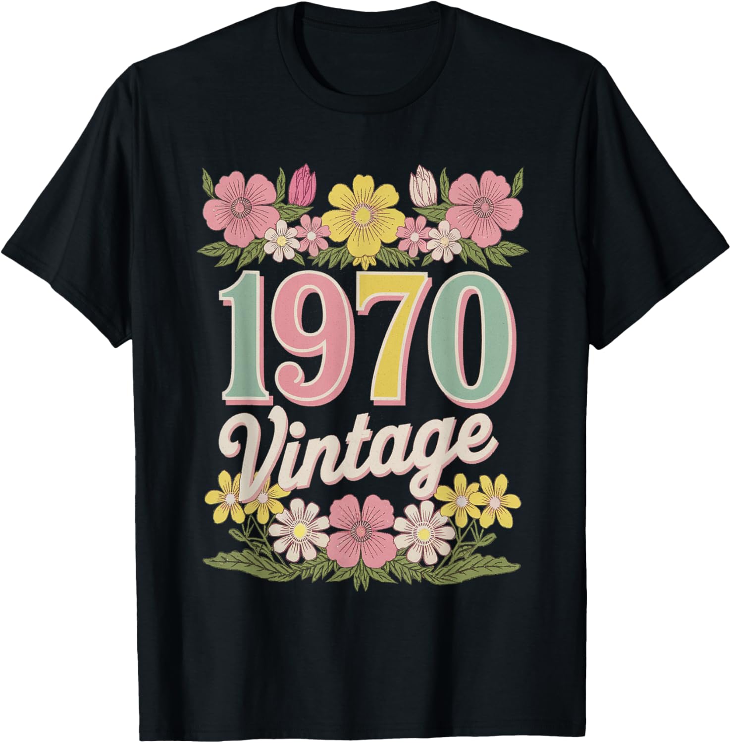 Vintage 1970 Retro Flower Birthday T-Shirt for Daughters and Women - 13