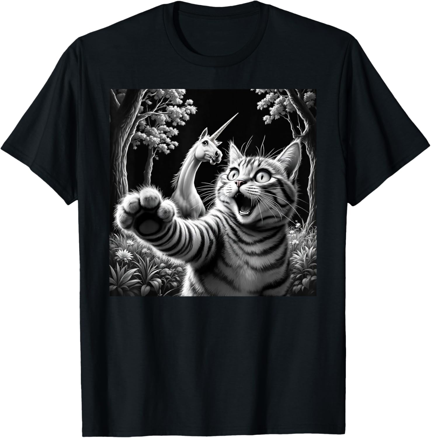 Funny Cat and Unicorn Selfie T-Shirt for Cat Lovers and Unicorn Fans - 1