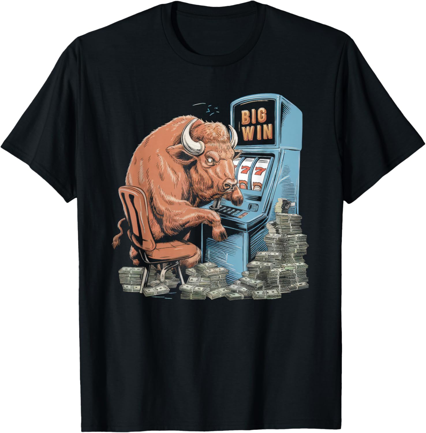 Lucky Buffalo Casino Slot Machine T-Shirt for Gamblers and Slots Fans - 5