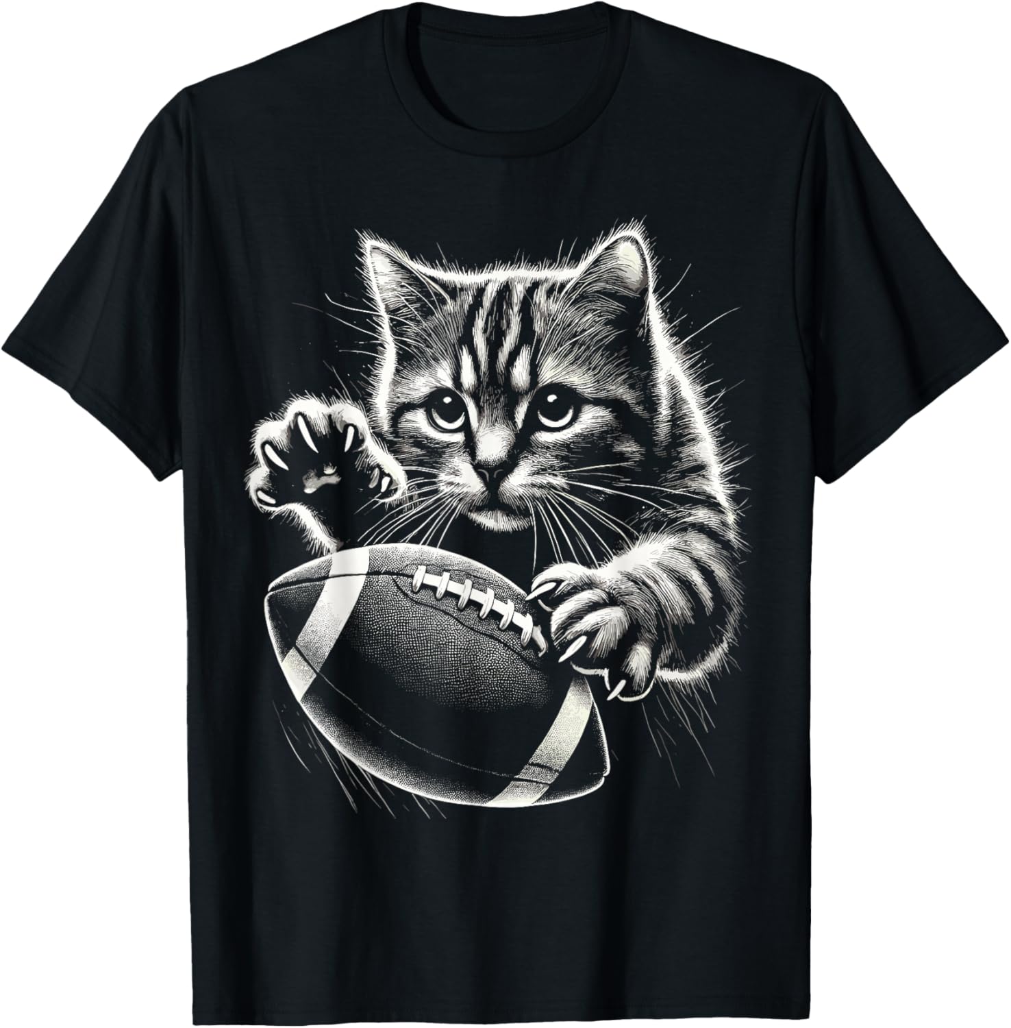 Funny American Football Cat T-Shirt for Pet Lovers and Sports Fans - 13