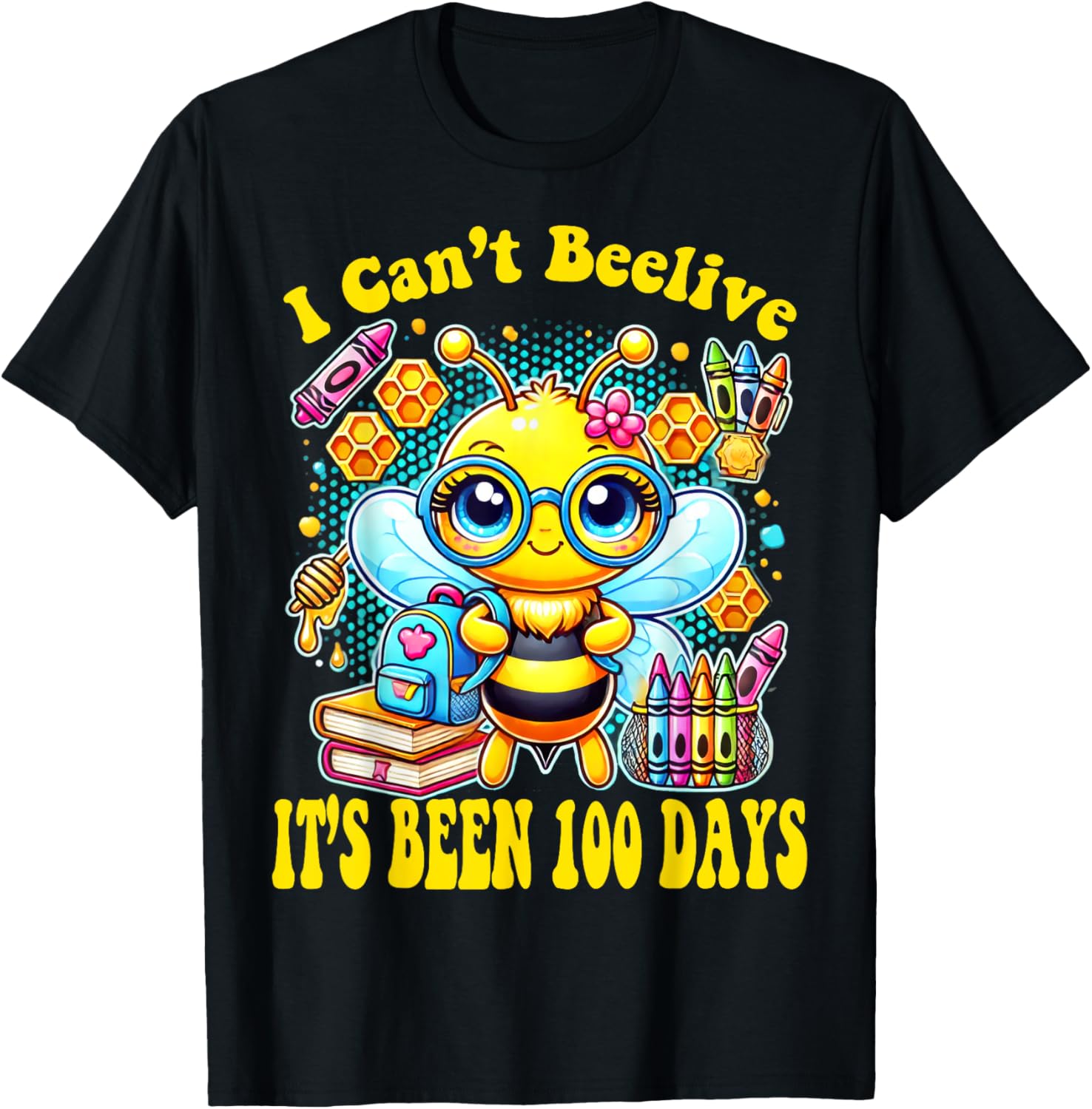 Funny Bee 100 Days of School T-Shirt for Kids - Perfect Milestone Outfit - 5