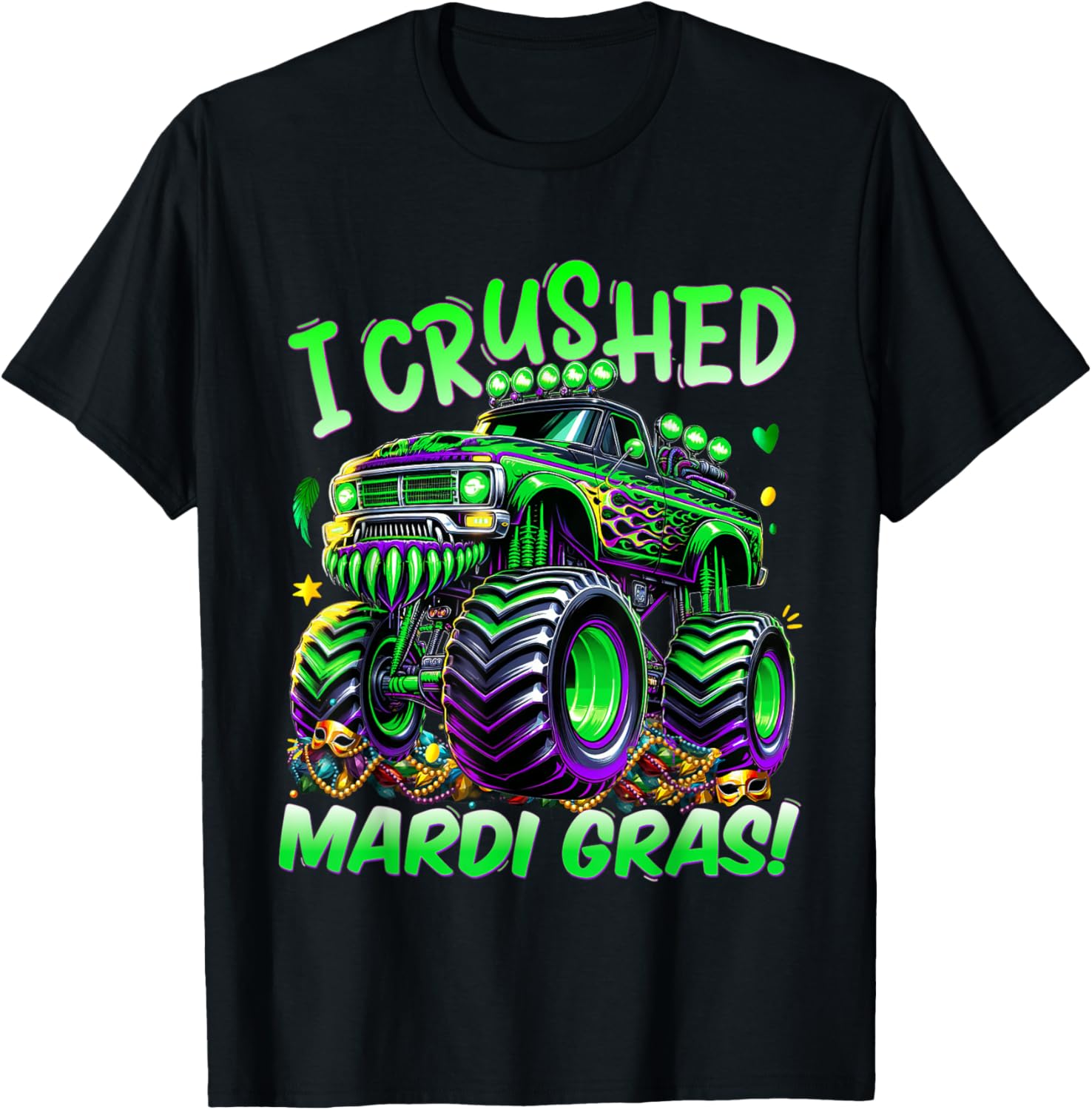 I Crushed Mardi Gras Monster Truck Tee for Boys and Kids Fun Shirt - 4