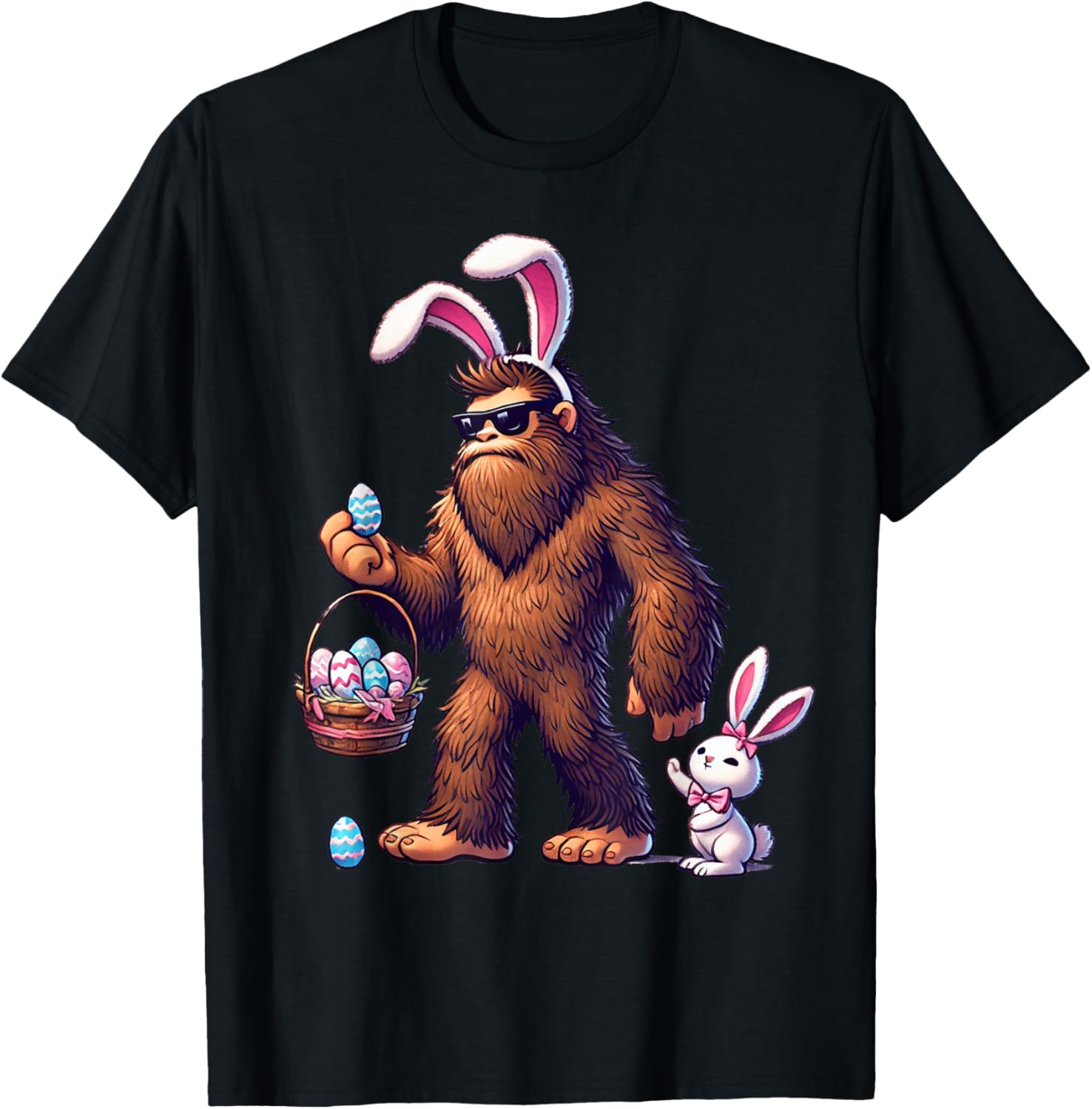 Bigfoot Sasquatch Bunny Easter Eggs T-Shirt for Kids and Men - 19