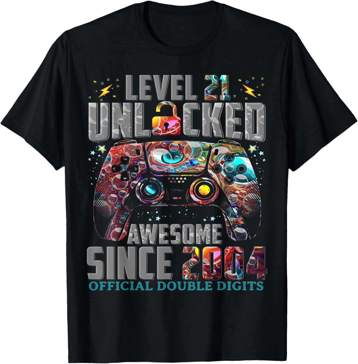 Level 21 Unlocked Gaming T-Shirt Awesome Since 2004 for 21st Birthday - 8