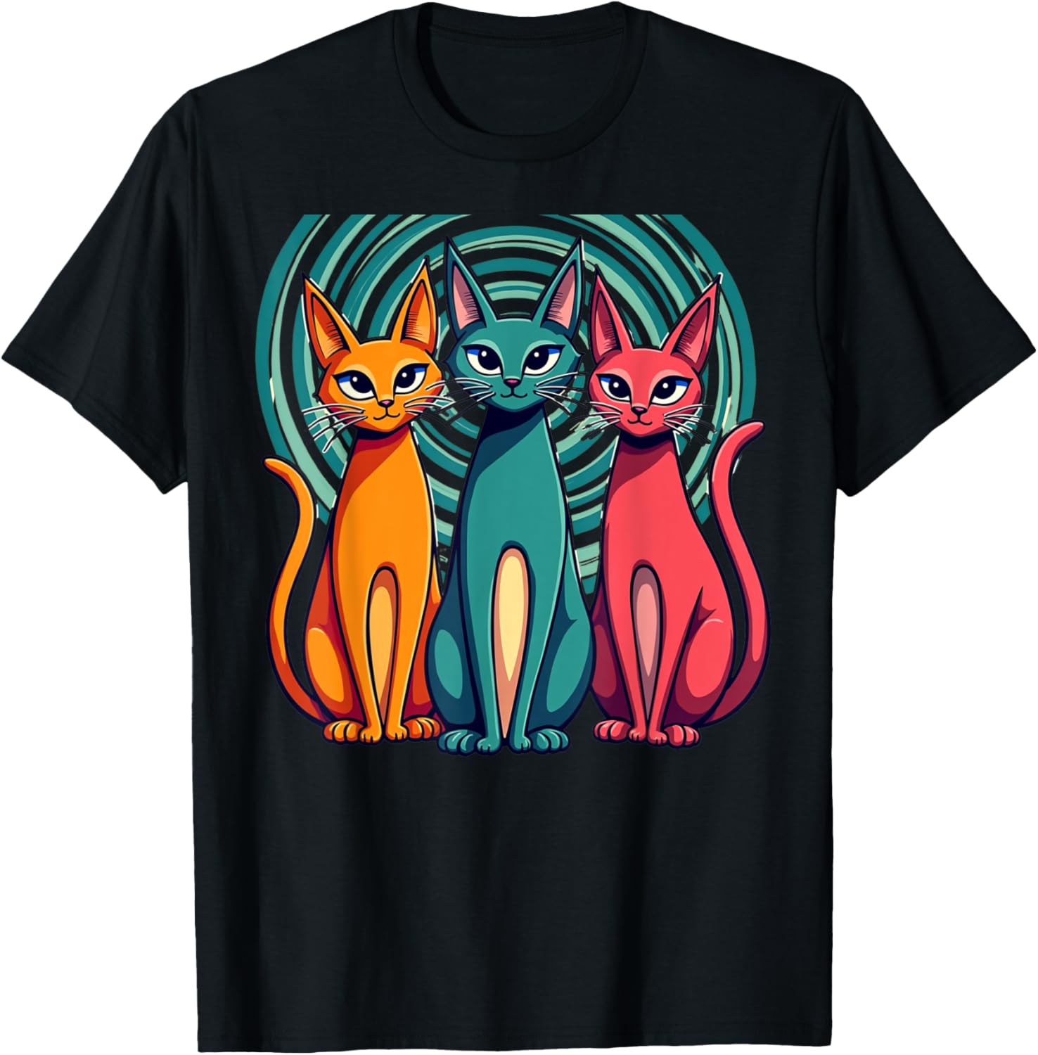 Vintage Retro Mid-Century Modern Cats T-Shirt 50s 60s Style Fashion - 2