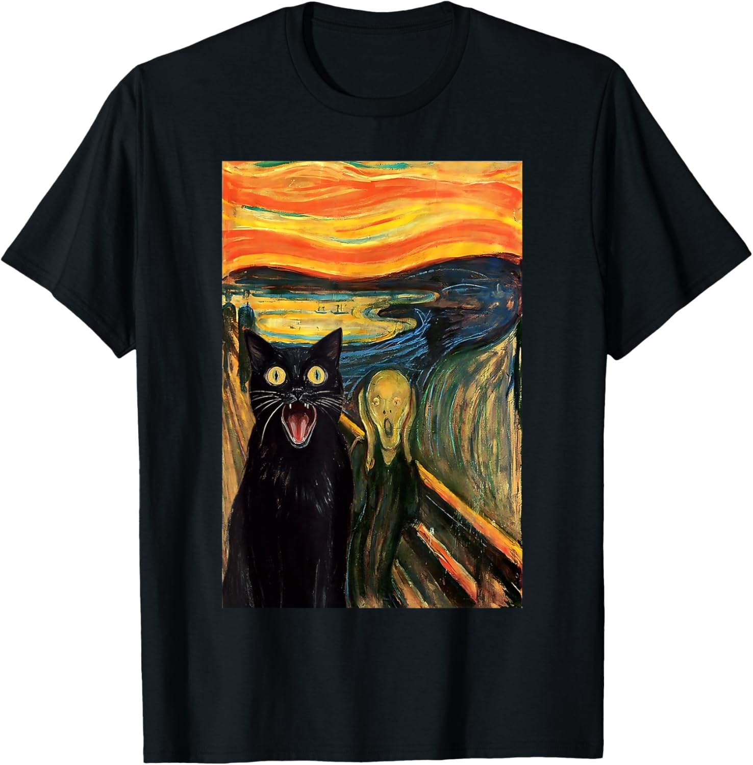 Funny Black Cat Scream Parody T-Shirt for Cat Lovers and Fans - 17