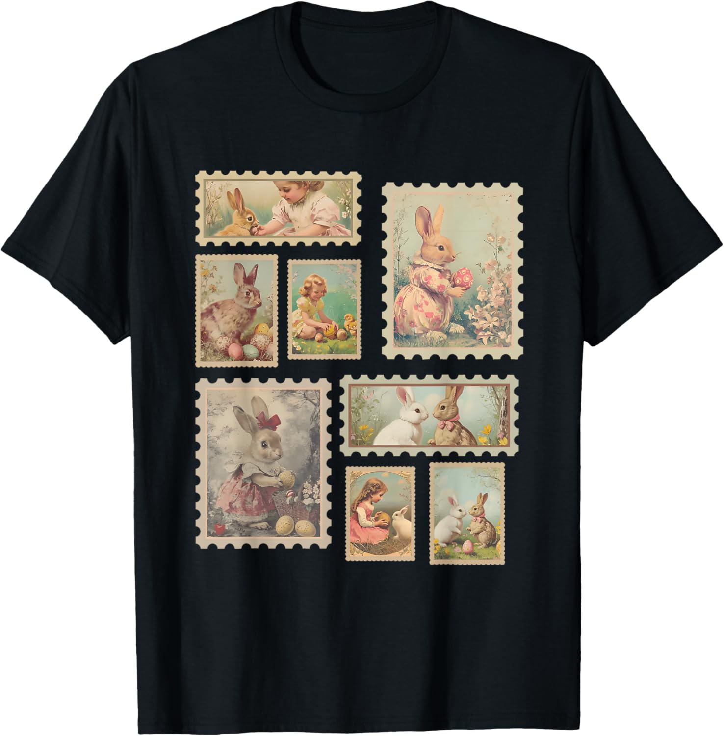 Retro Easter Bunny T-Shirt for Women Cute Spring Fashion Top - 9