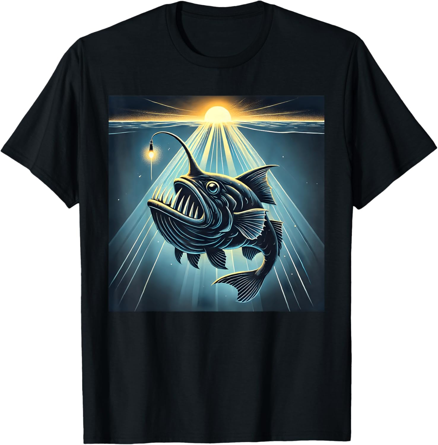 Anglerfish Found The Light T-Shirt - Fun Marine Life Apparel - 3