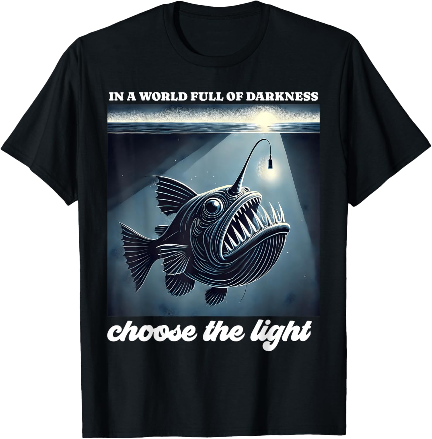 Anglerfish Found the Light Funny Graphic T-Shirt for Ocean Lovers - 3