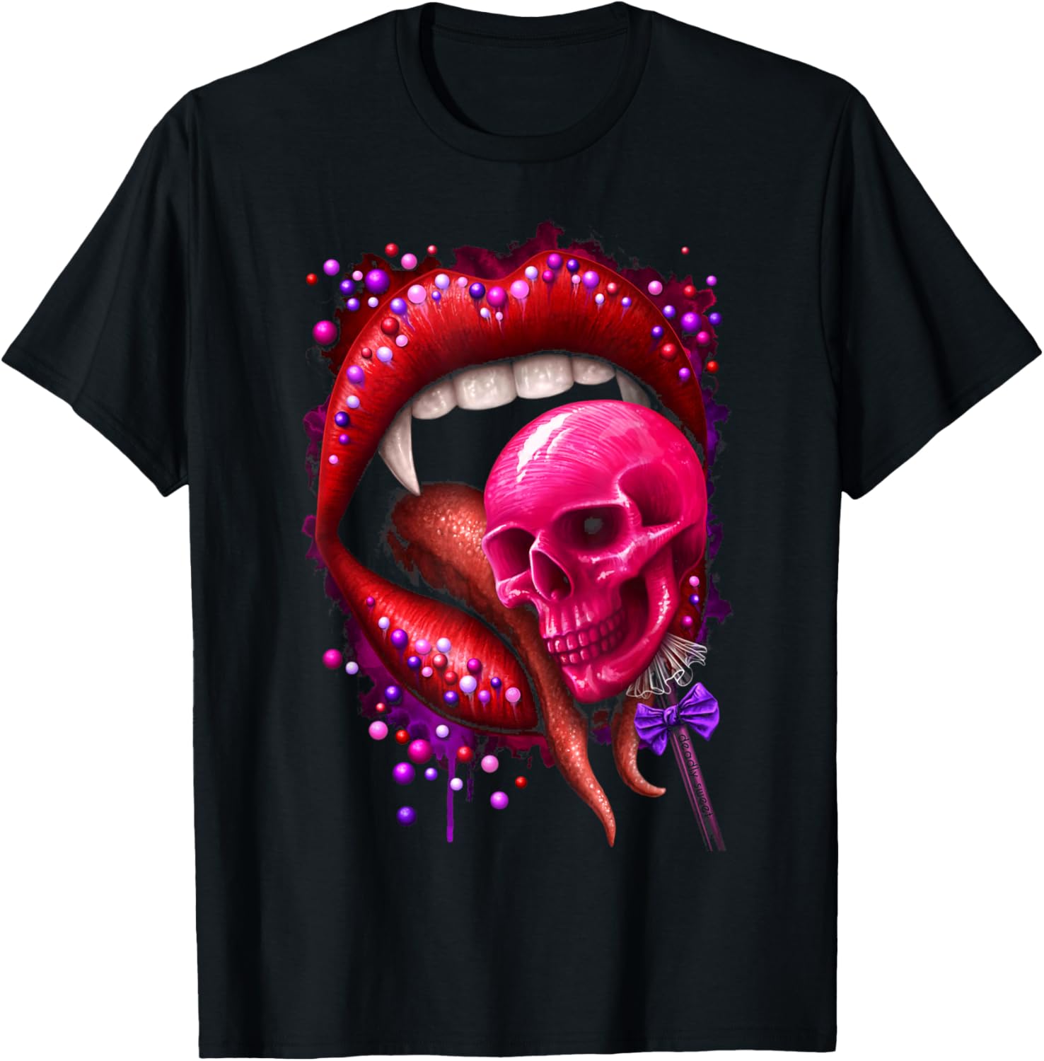 Skull Candy Lips T-Shirt by Sarah Richter | Deadly Sweet Art Style - 1