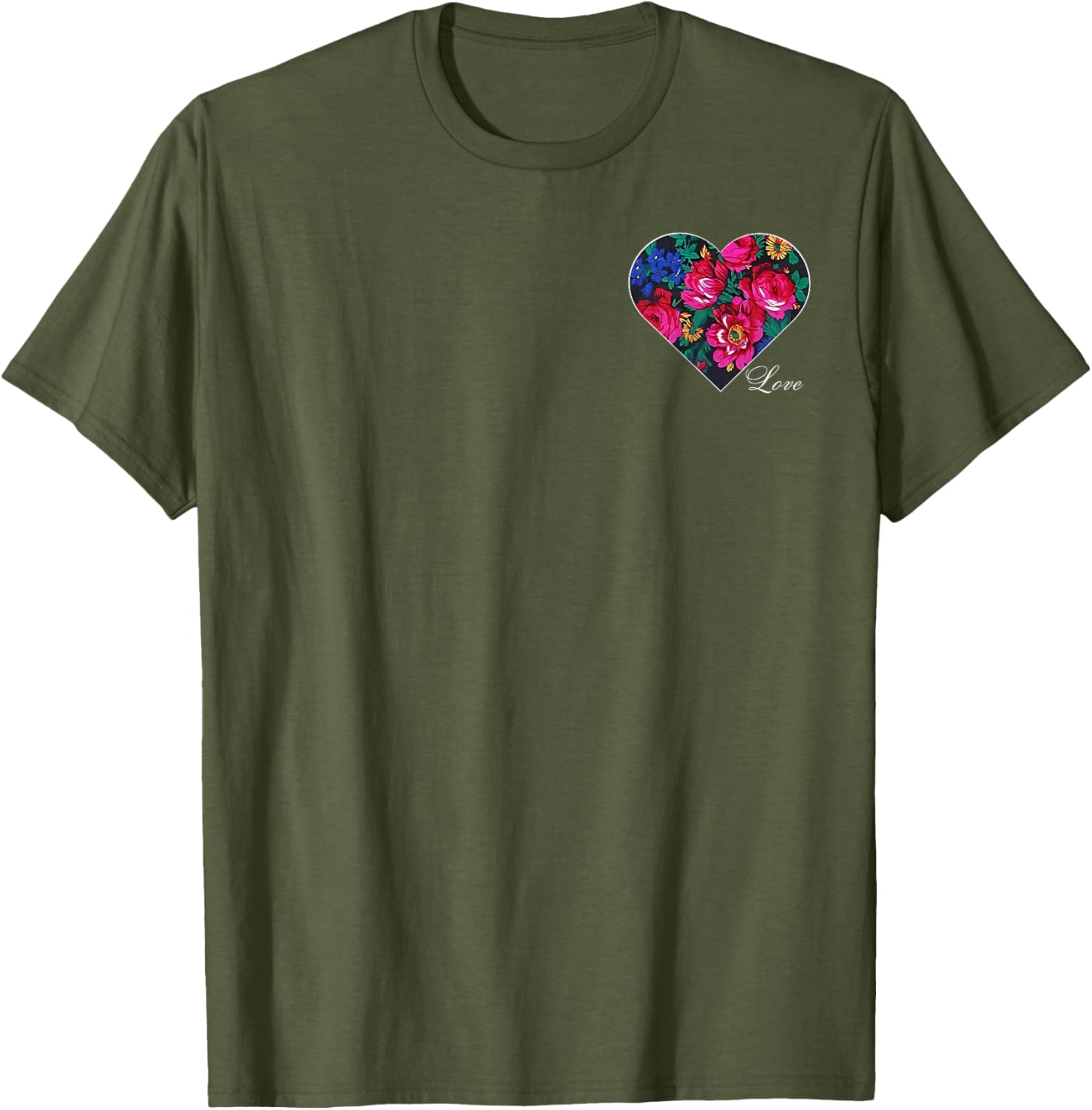 Floral Heart Love T-Shirt for Native American Women - Masani Scarf Design - 10