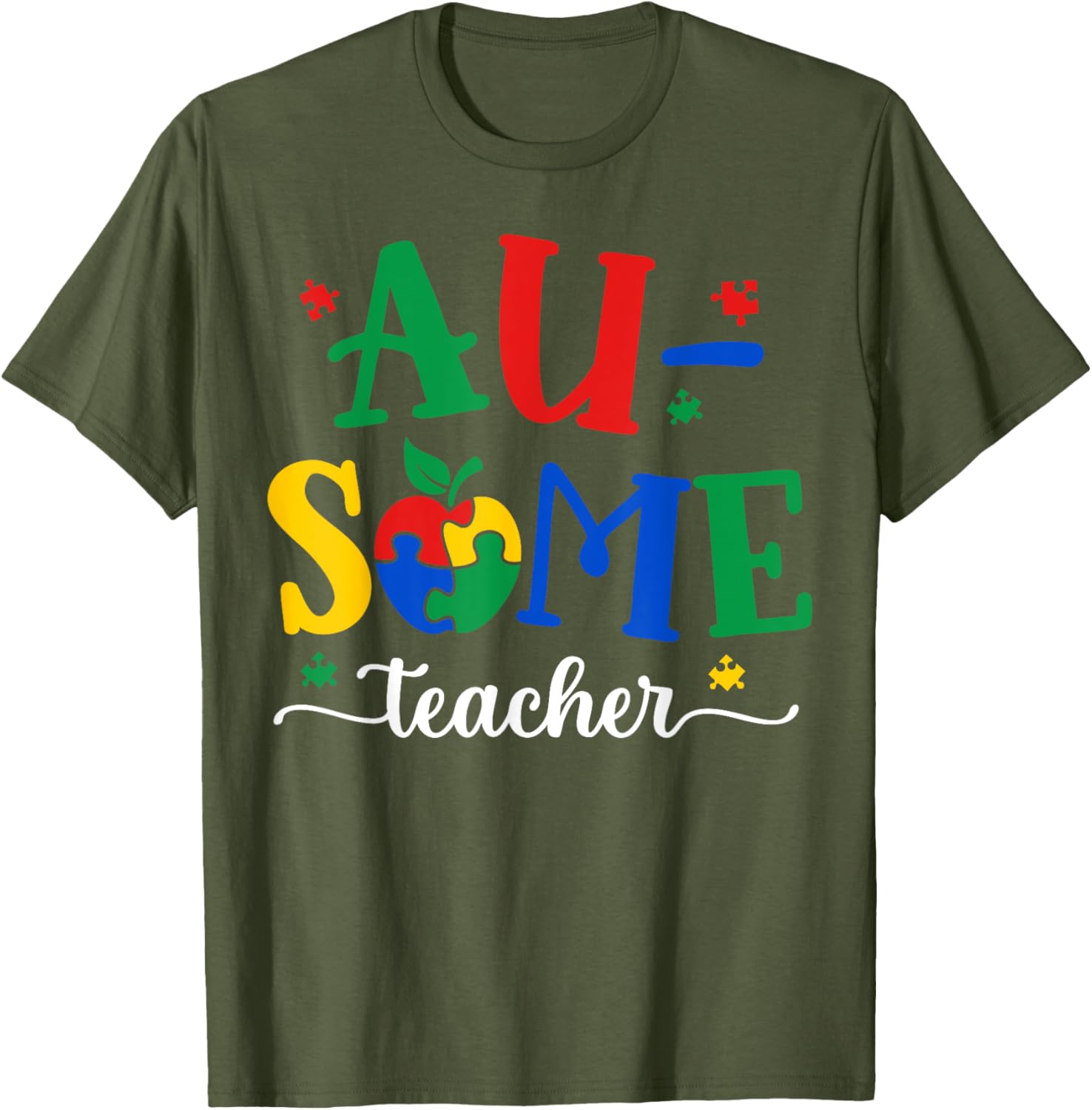 Funny Awesome Teacher Autism Awareness Month Puzzle Pieces T-Shirt - 12