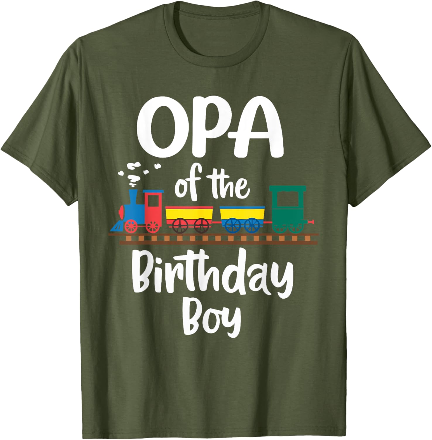 Opa of the Birthday Boy Train Toys Grandpa T-Shirt for Two Year Celebration - 9