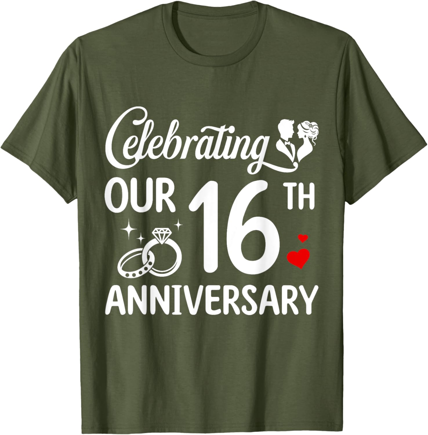 16th Wedding Anniversary T-Shirt for Couples - Celebrate 16 Years Together - 18