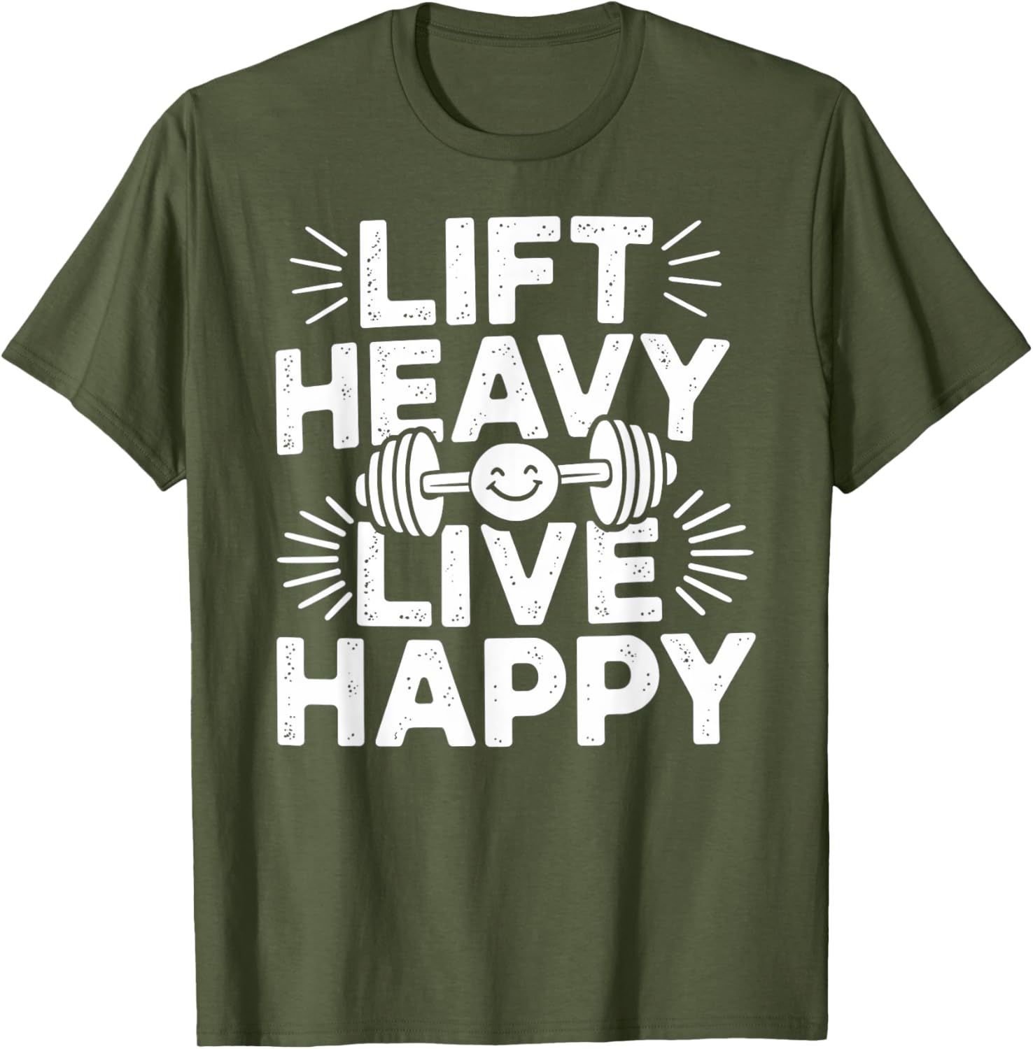 Lift Heavy Live Happy Barbell Bodybuilding T-Shirt for Fitness Enthusiasts - 26