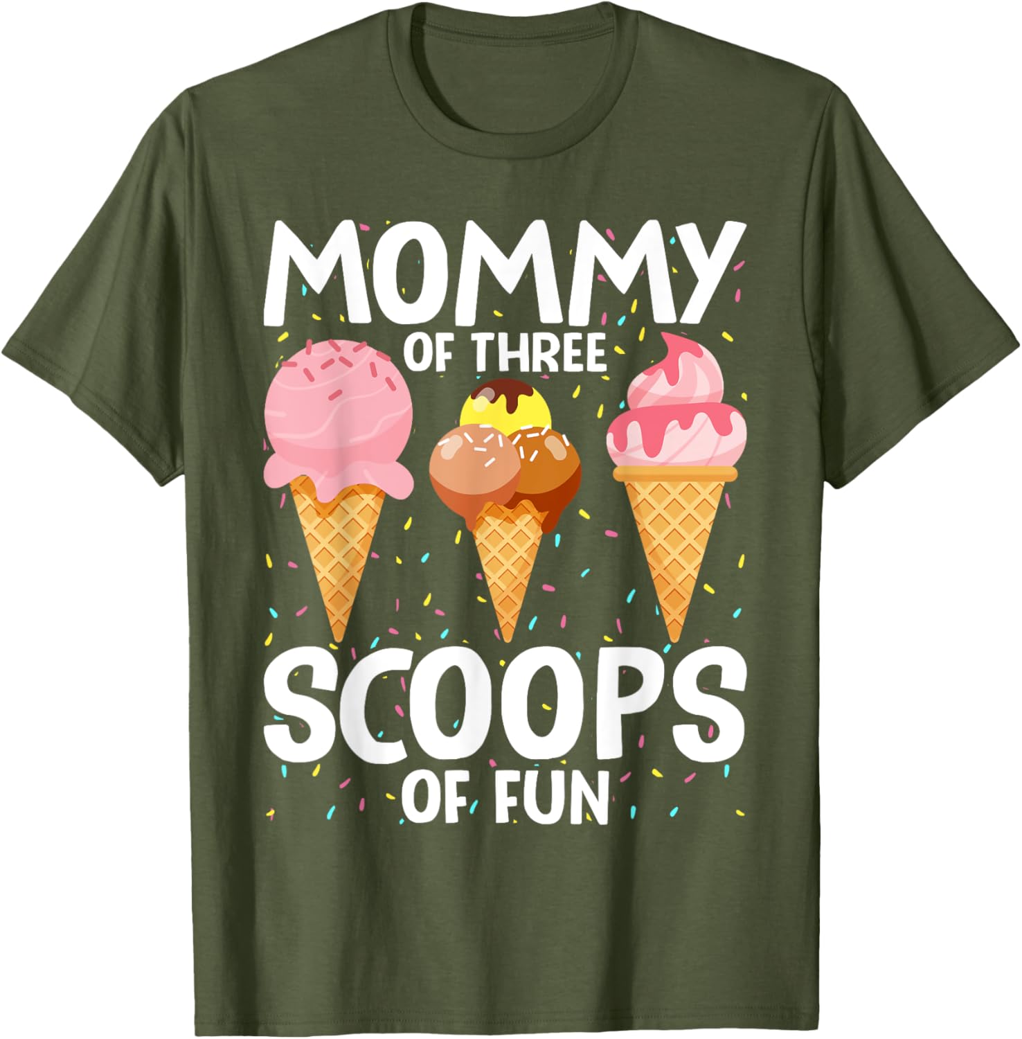 Mommy Mom Ice Cream Birthday T-Shirt for Three Scoops of Fun - 8