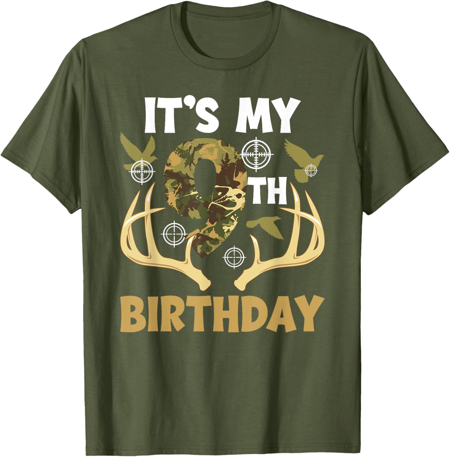 9th Birthday Hunting T-Shirt for Boys Fun Hunter Design Gift - 6