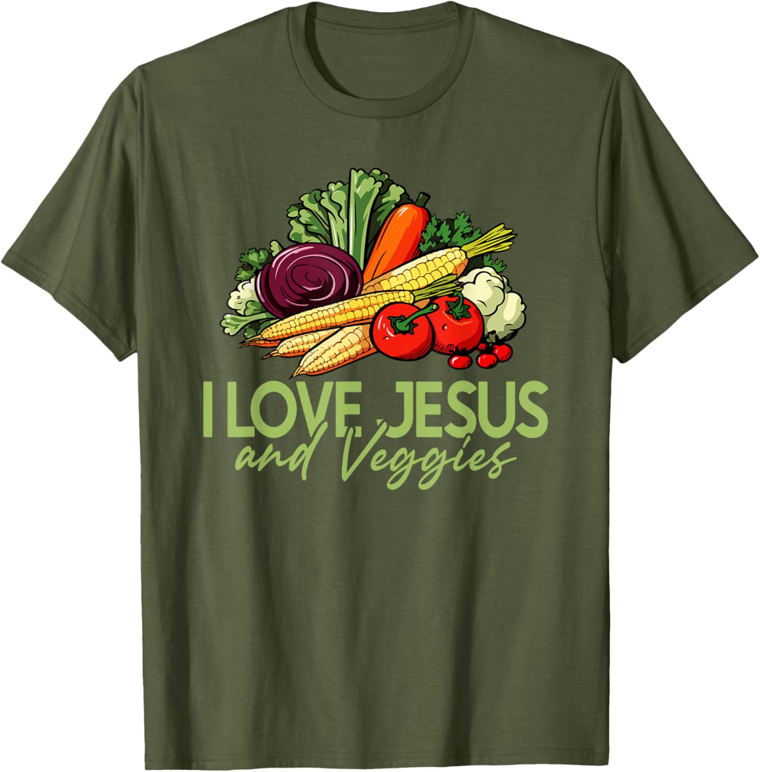 I Love Jesus and Veggies T-Shirt for Vegans and Vegetarians - 7