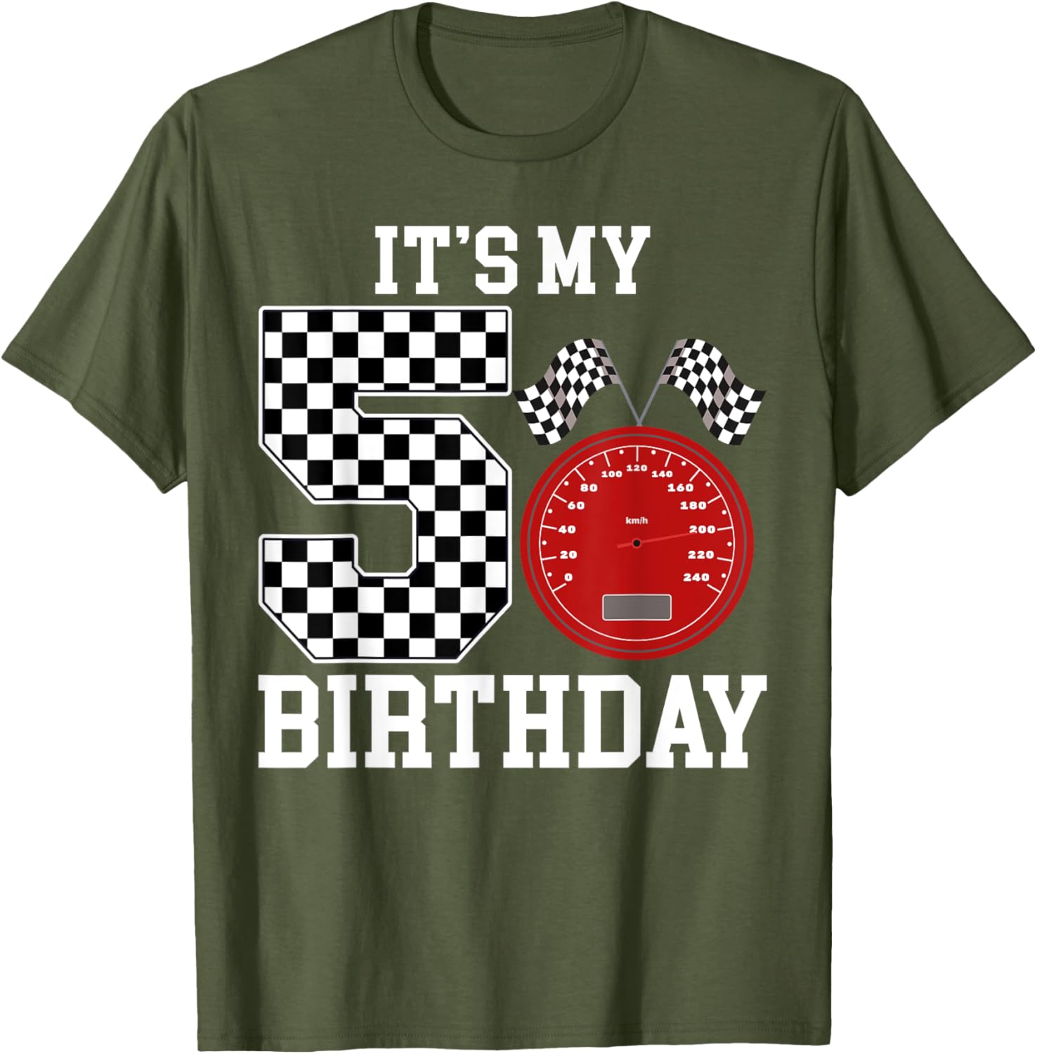 Boys 5th Birthday Racing Car Flag T-Shirt Fun Gift for Kids - 8