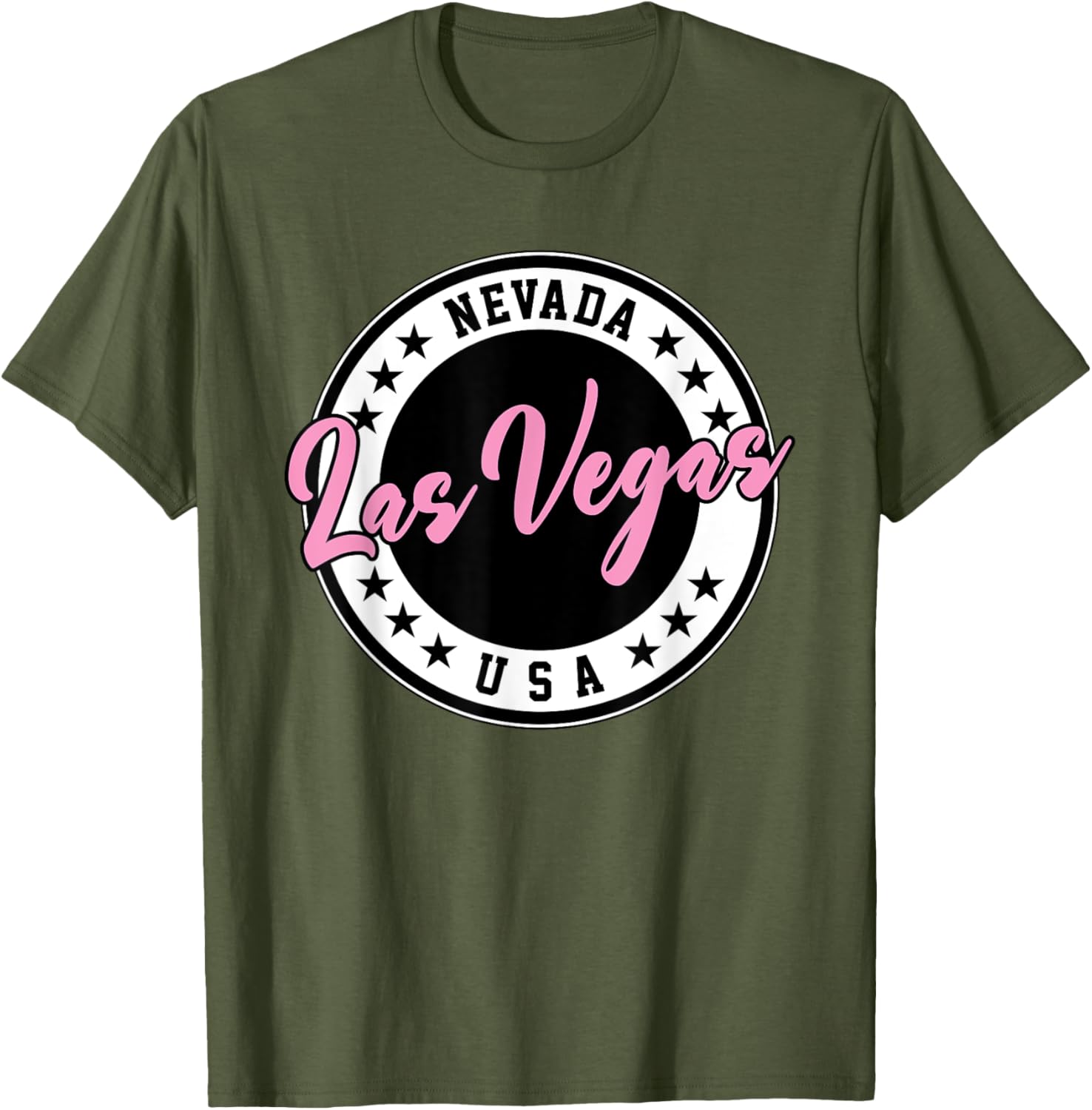 Las Vegas Nevada Pink Script Circle T-Shirt for Fun Fashion Lovers - 13