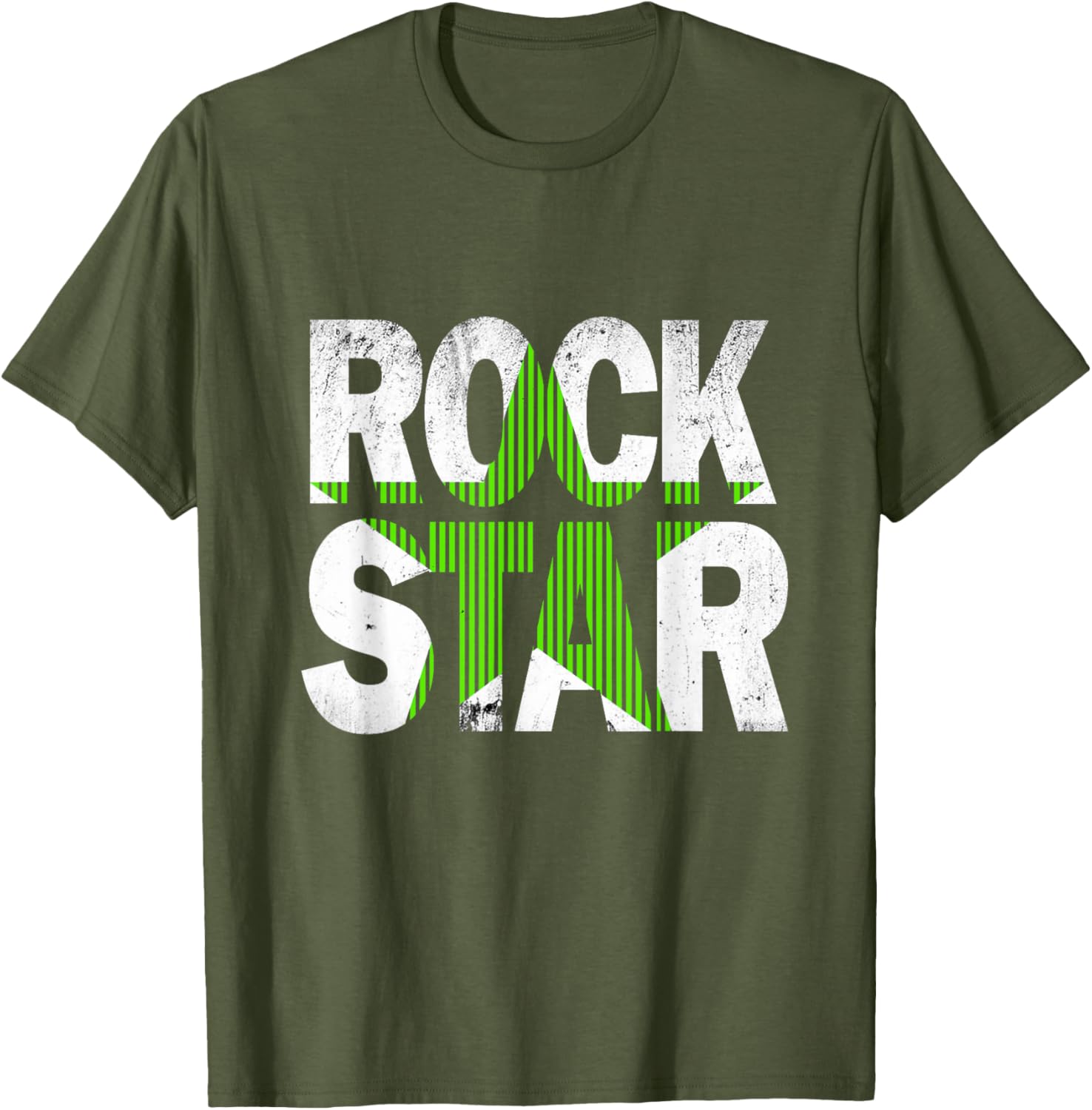 Green Rock Star Distressed Graphic T-Shirt for Trendy Casual Wear - 21