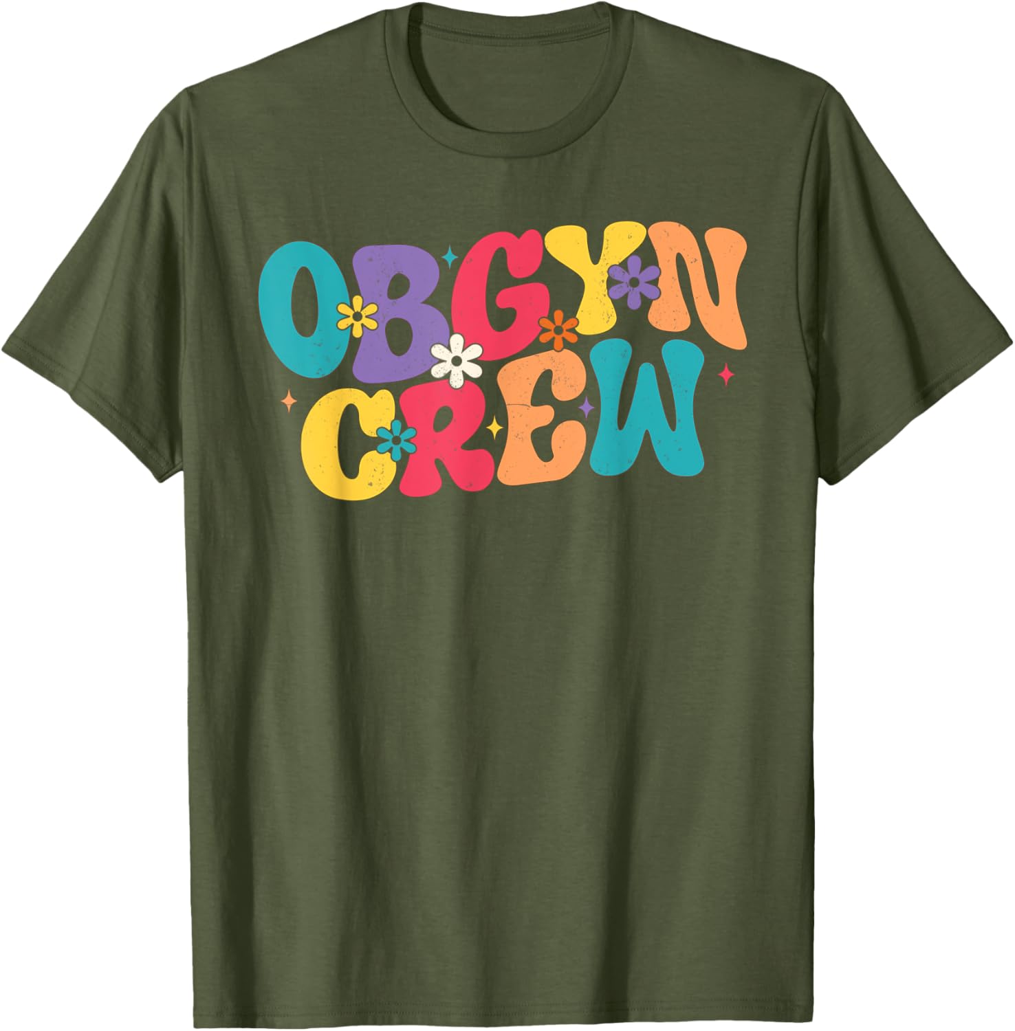 Retro Groovy OB-GYN Crew Nurse T-Shirt for Obstetrician Gynecologist - 4