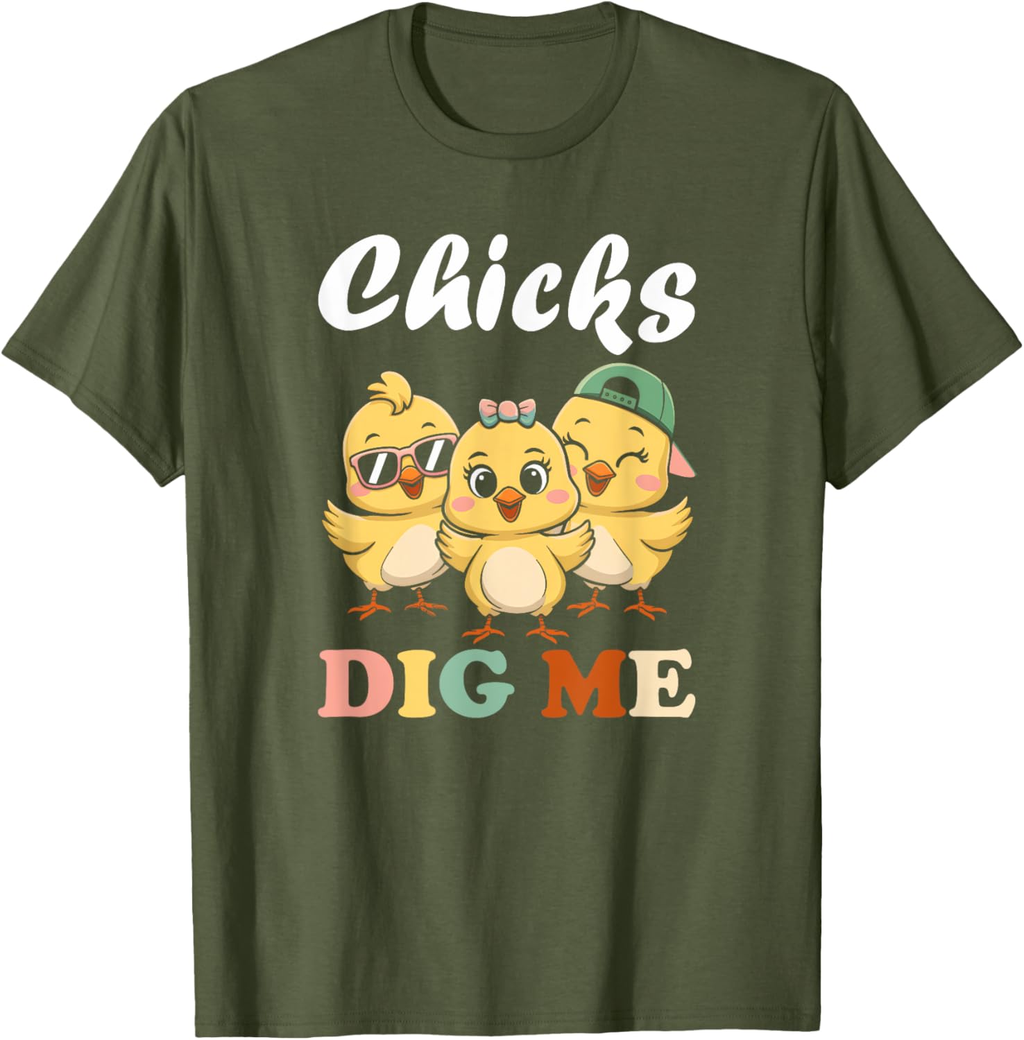 Chicks Dig Me Funny Easter T-Shirt for Toddler Boys and Men - 18