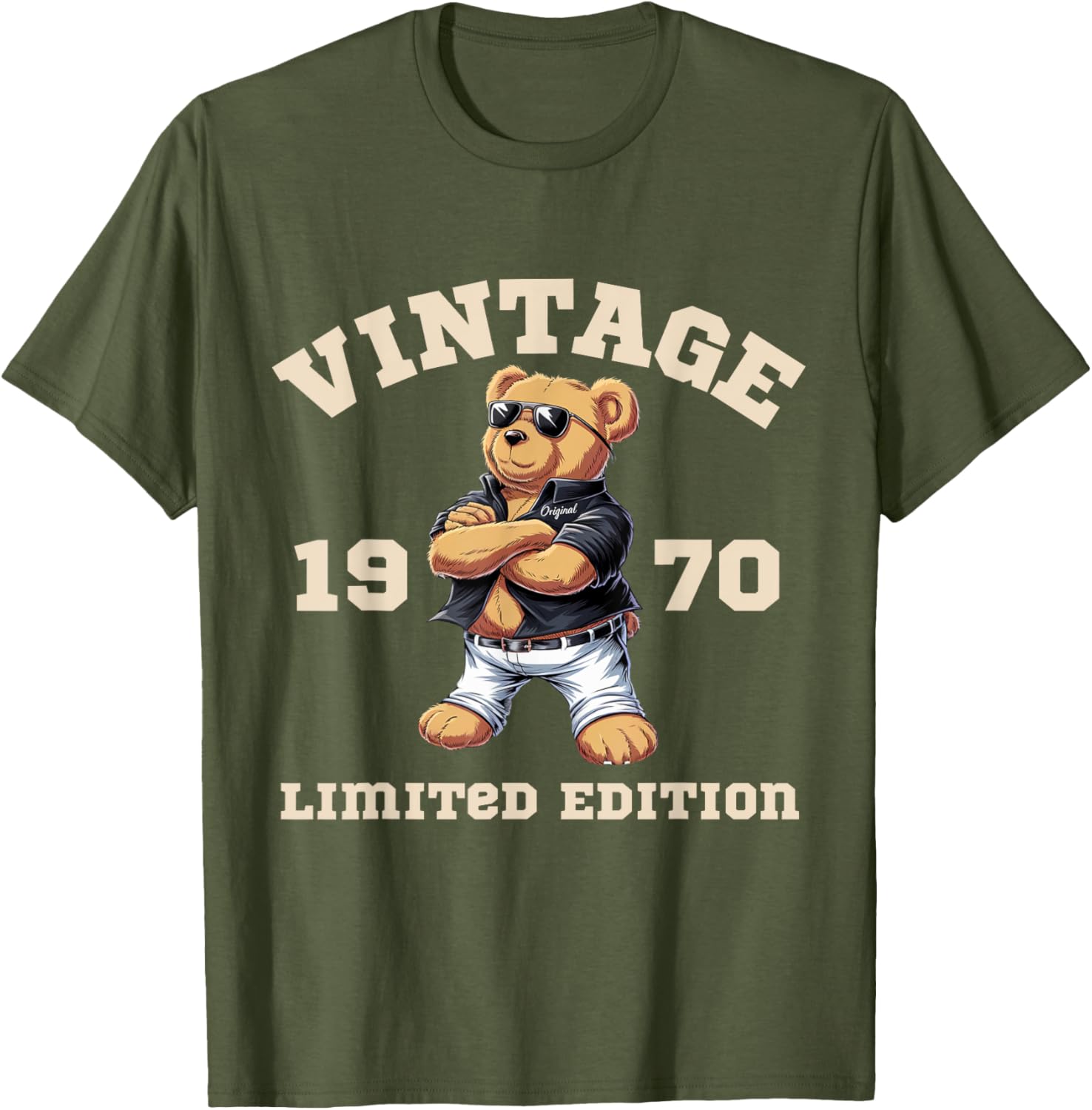 Mens Vintage 55th Birthday Teddy Bear T-Shirt for 1970 Born Lovers - 3