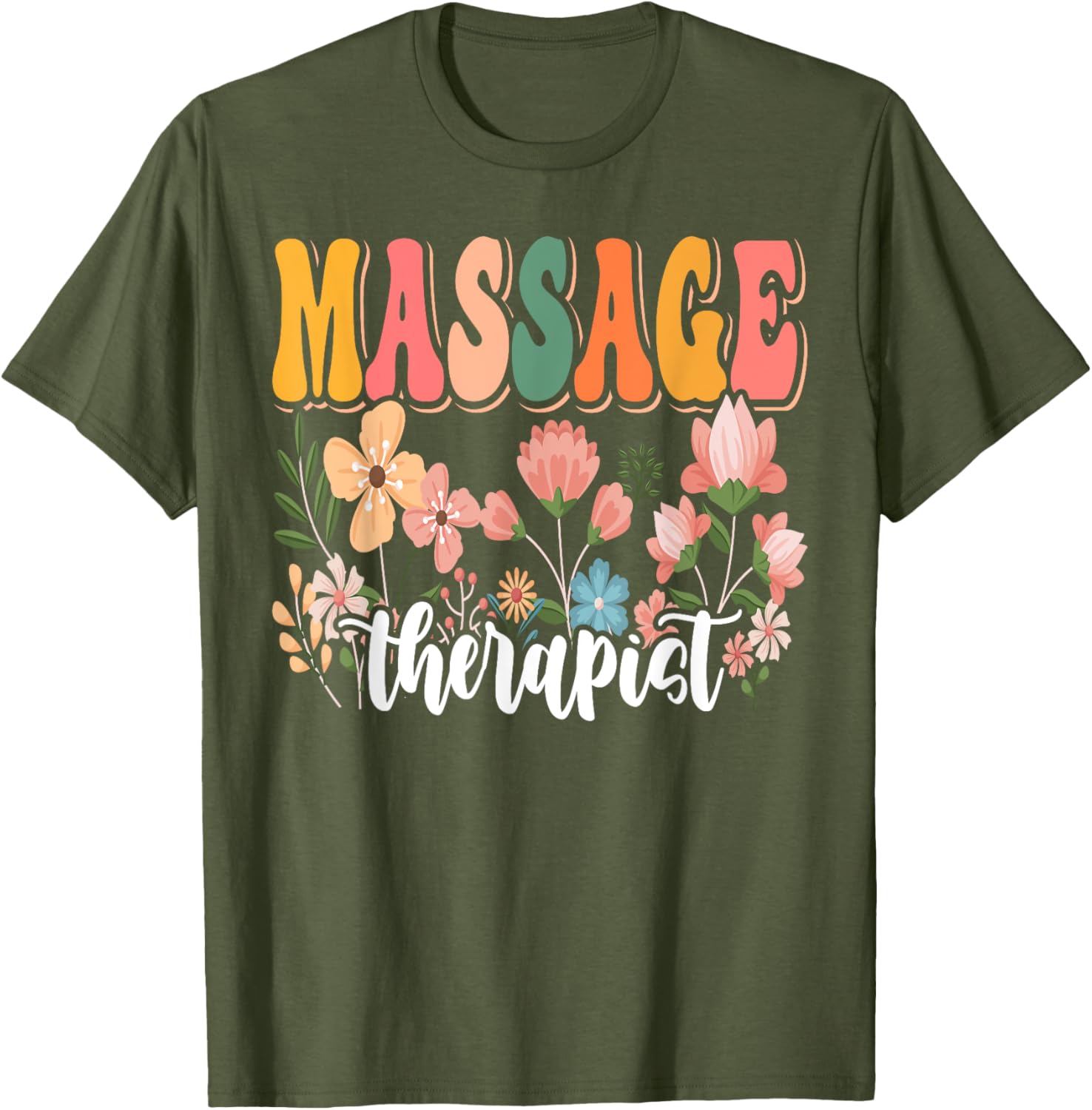 Retro Groovy Floral Wildflower Tee for Massage Therapists and Nature Lovers - 6