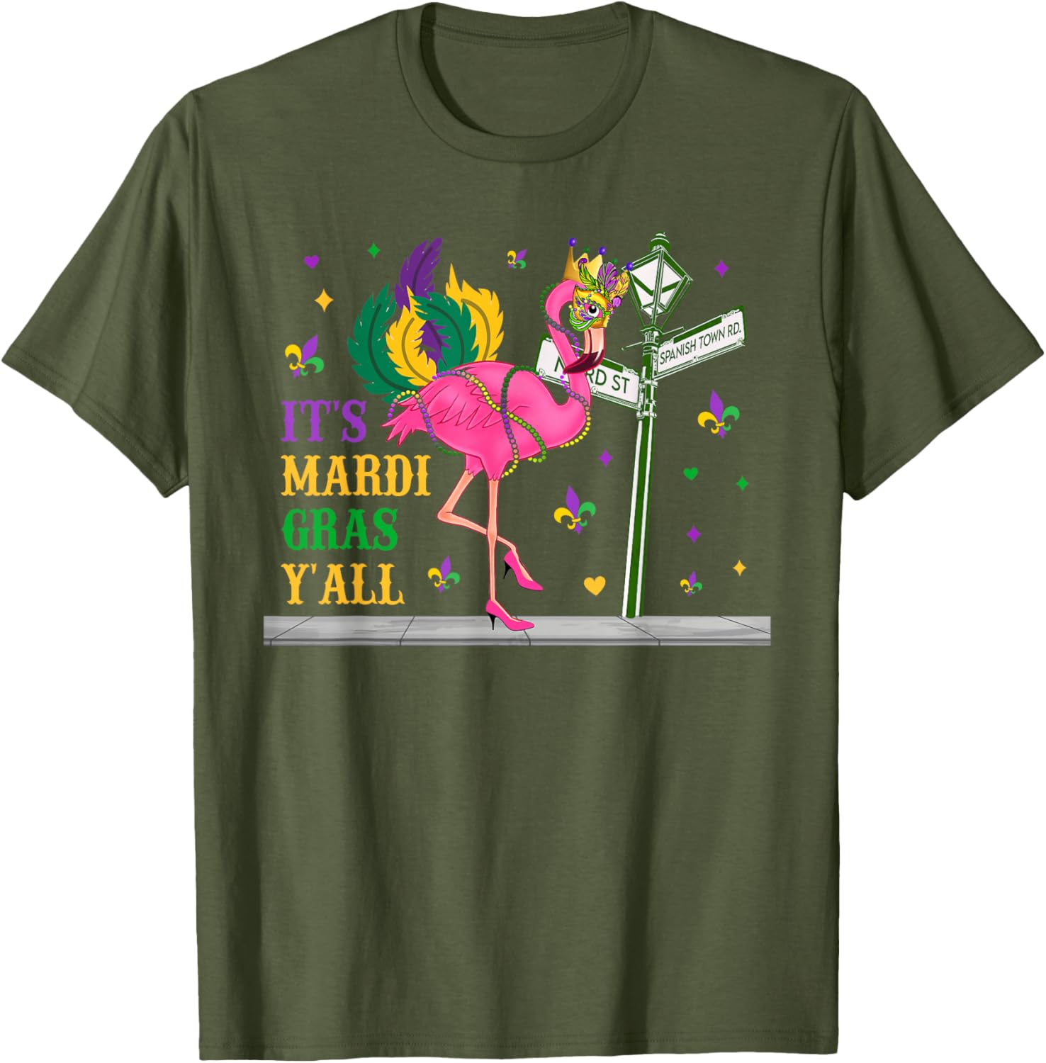 Mardi Gras Flamingo Costume T-Shirt for Girls and Women Fun Festive Wear - 11