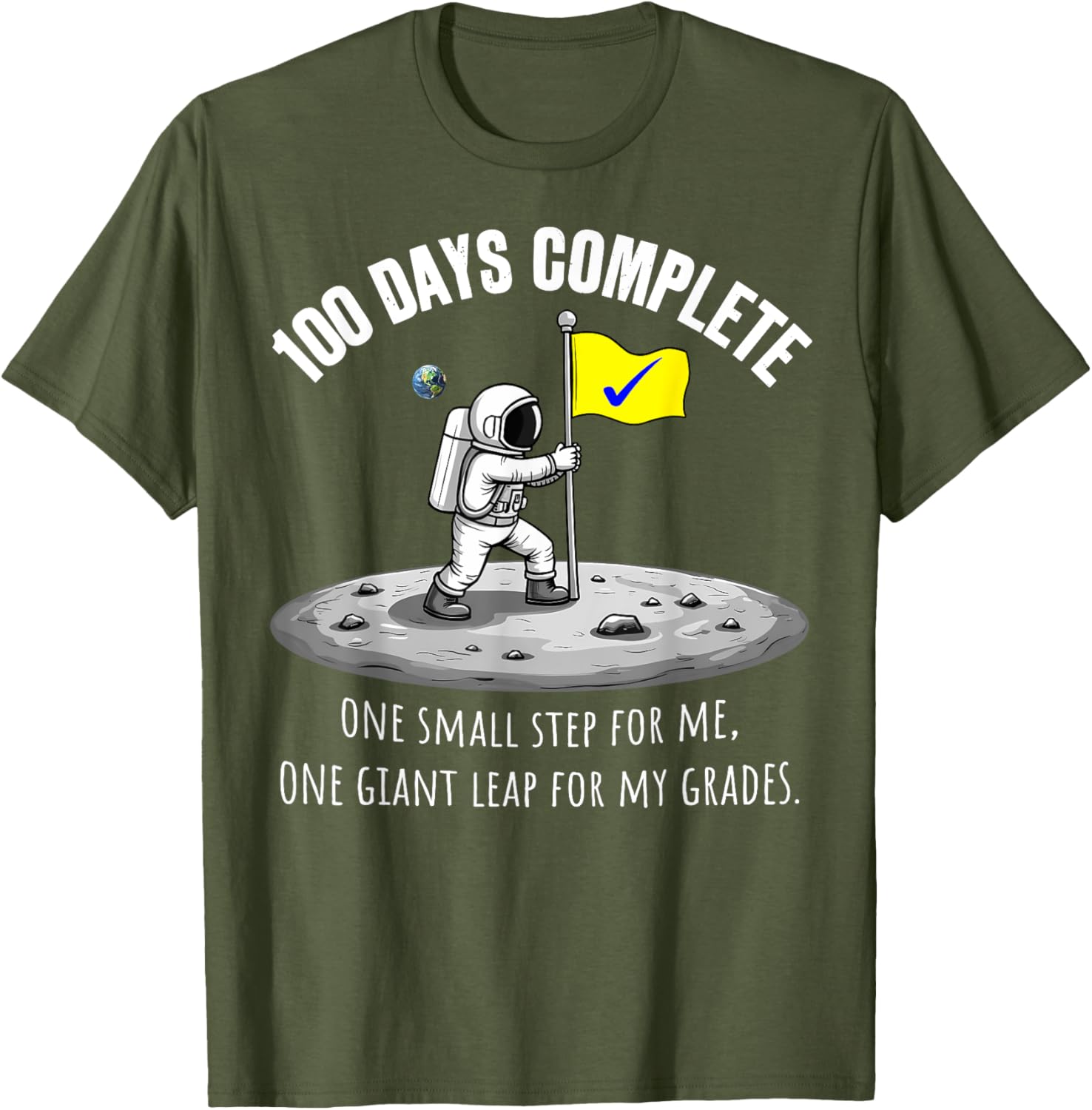 100th Day of School Astronaut on Moon T-Shirt for Kids Fun Celebration - 8