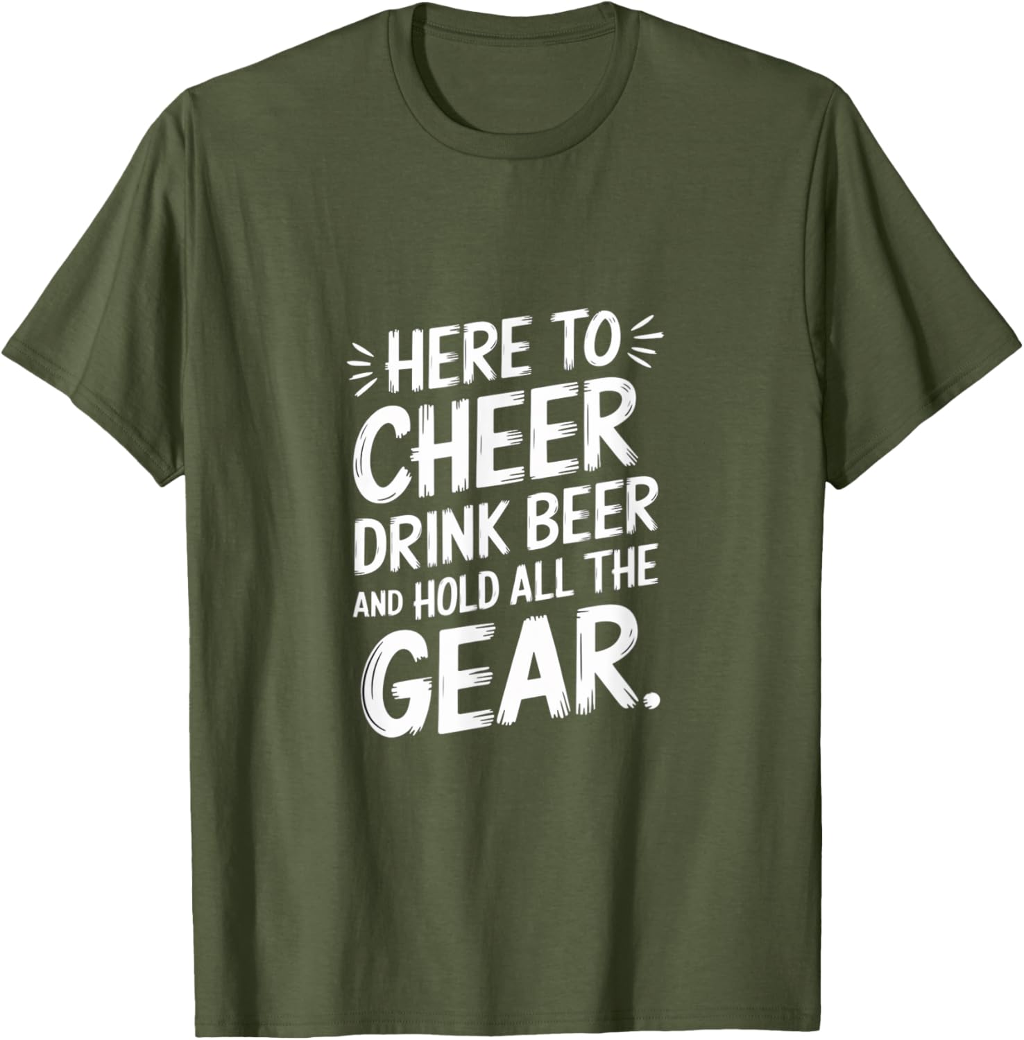 Here to Cheer Drink Beer and Hold Gear Fun T-Shirt for Party Lovers - 12