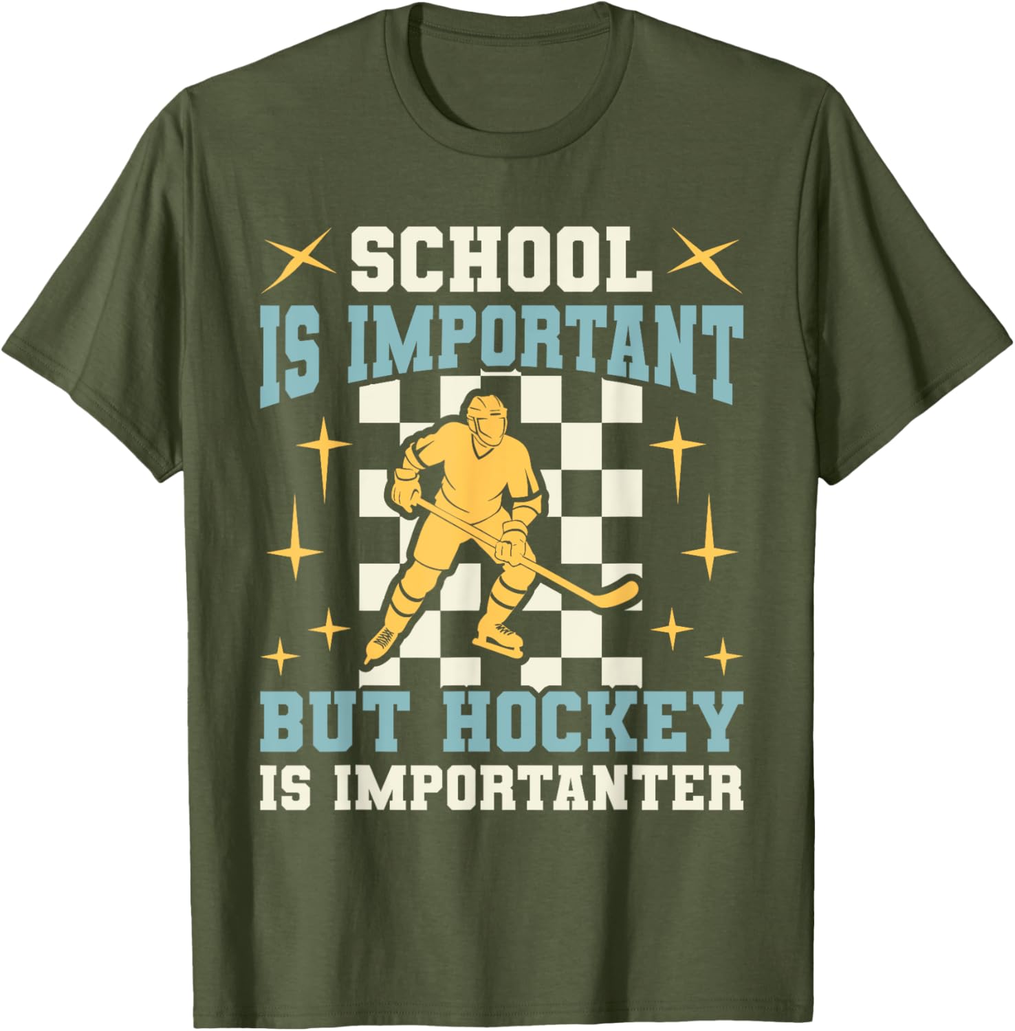 Funny Hockey T-Shirt for Boys - School Is Important Hockey Is Importanter - 6