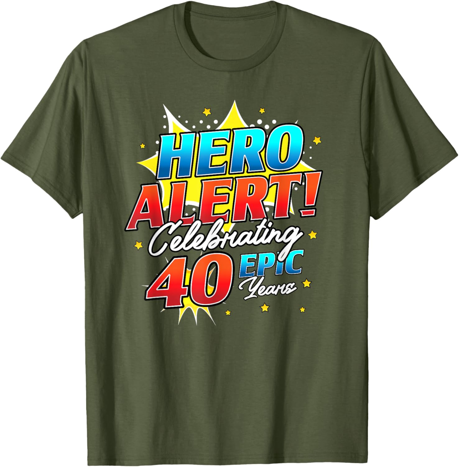 Hero Alert 40th Birthday Comic Book T-Shirt for 40 Year Olds - 9