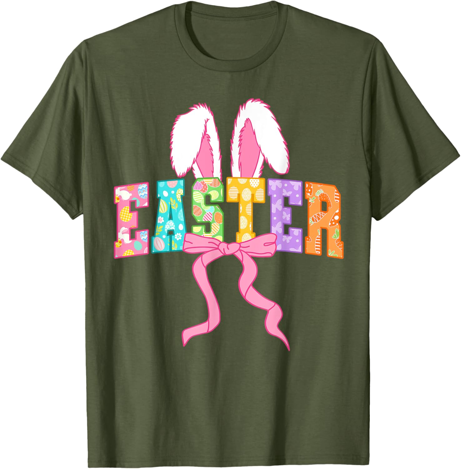 Happy Easter Coquette Bow Bunny Mama T-Shirt for Women and Girls - 23