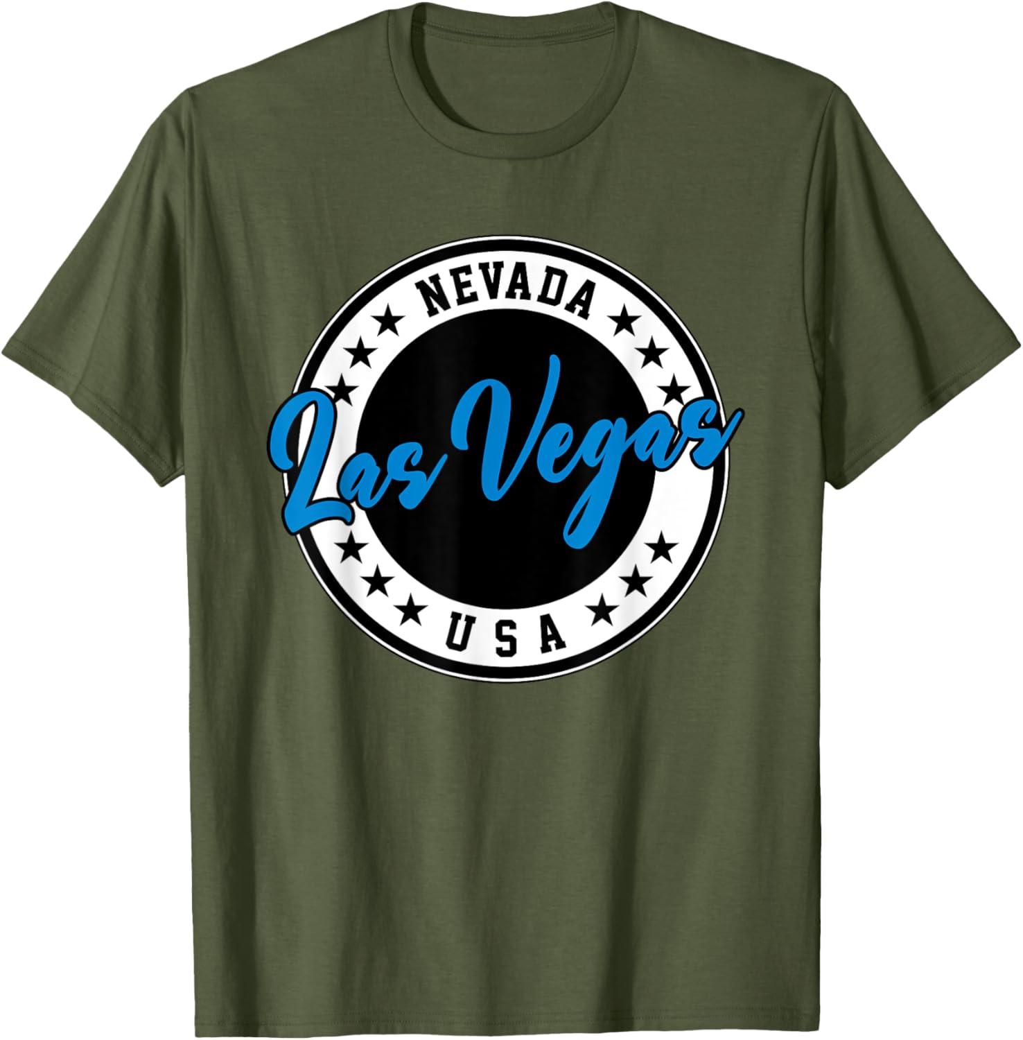 Las Vegas Nevada Blue Circle Script T-Shirt for Casual Style Fans - 25