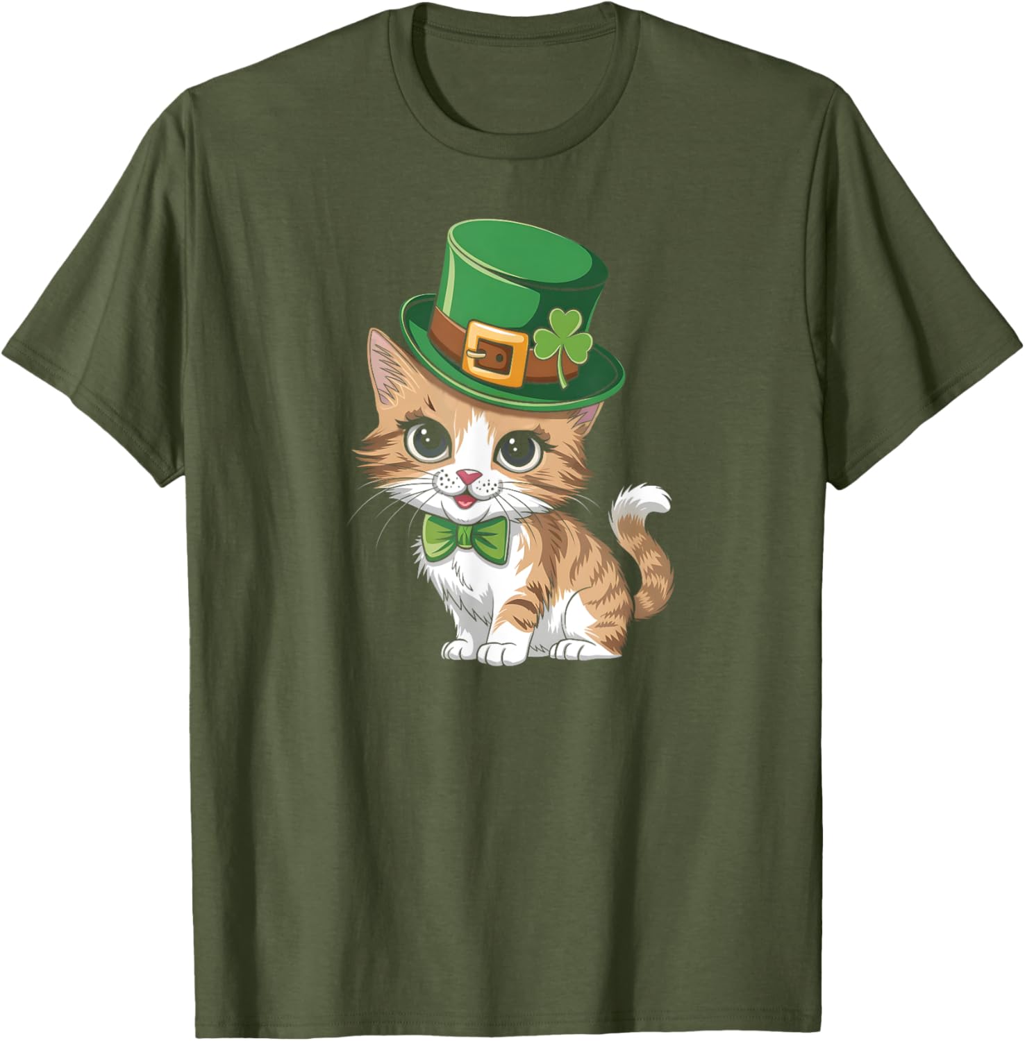 Lucky Shamrock Cat St Patricks Day T-Shirt for Women Girls and Toddlers - 9